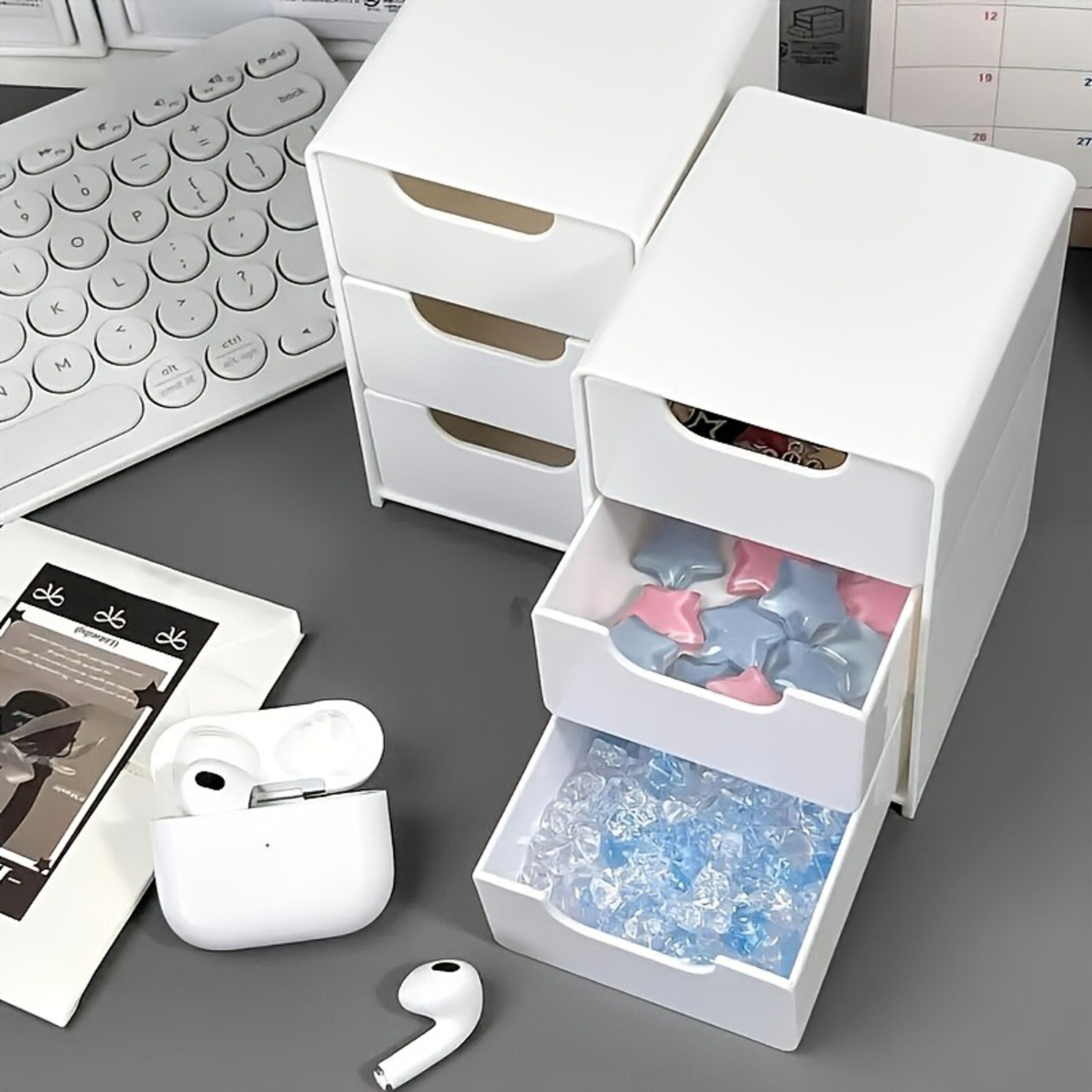 3 Drawer Desktop Storage Organizer Stackable Small Desk Organizer Box – view 2