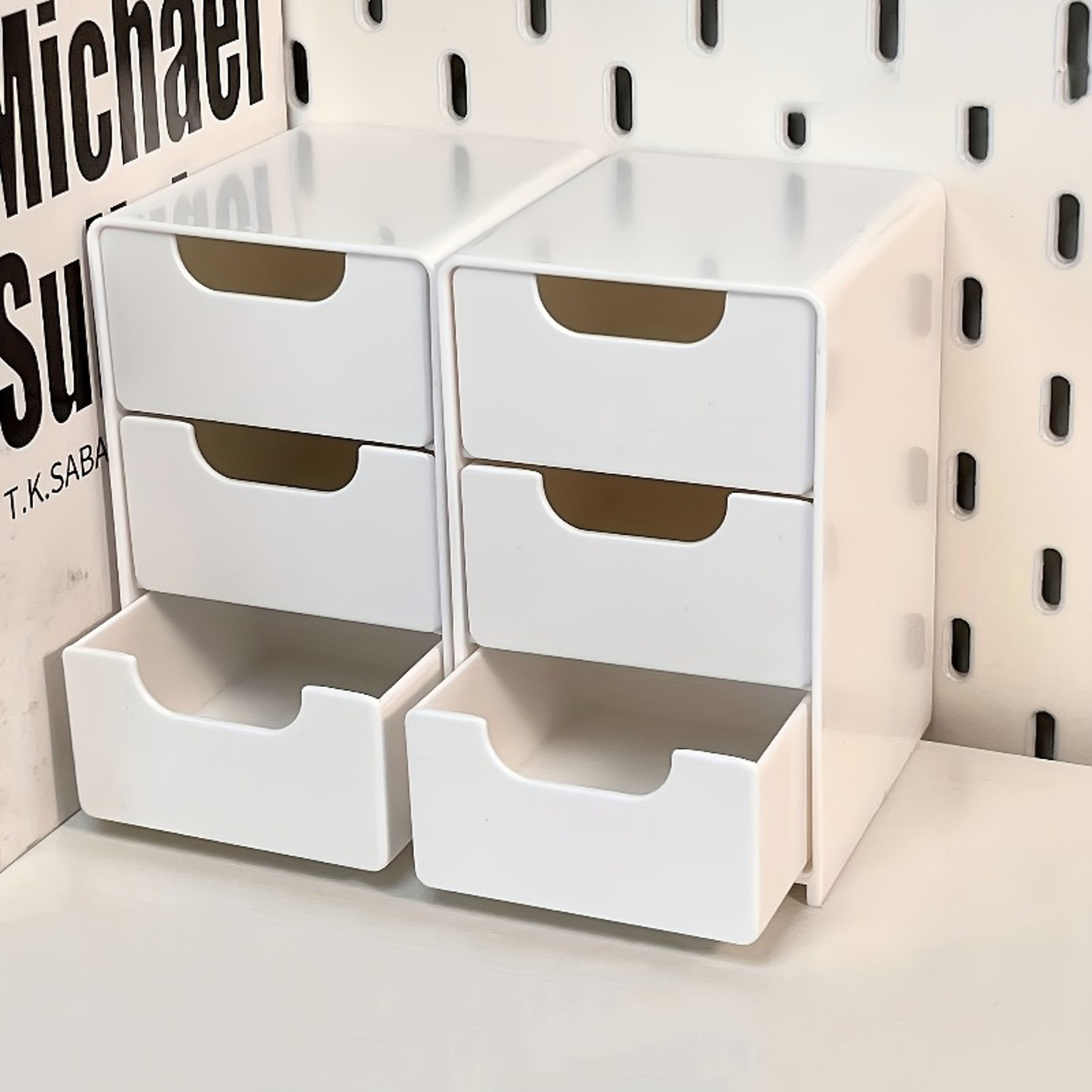 3 Drawer Desktop Storage Organizer Stackable Small Desk Organizer Box – view 3