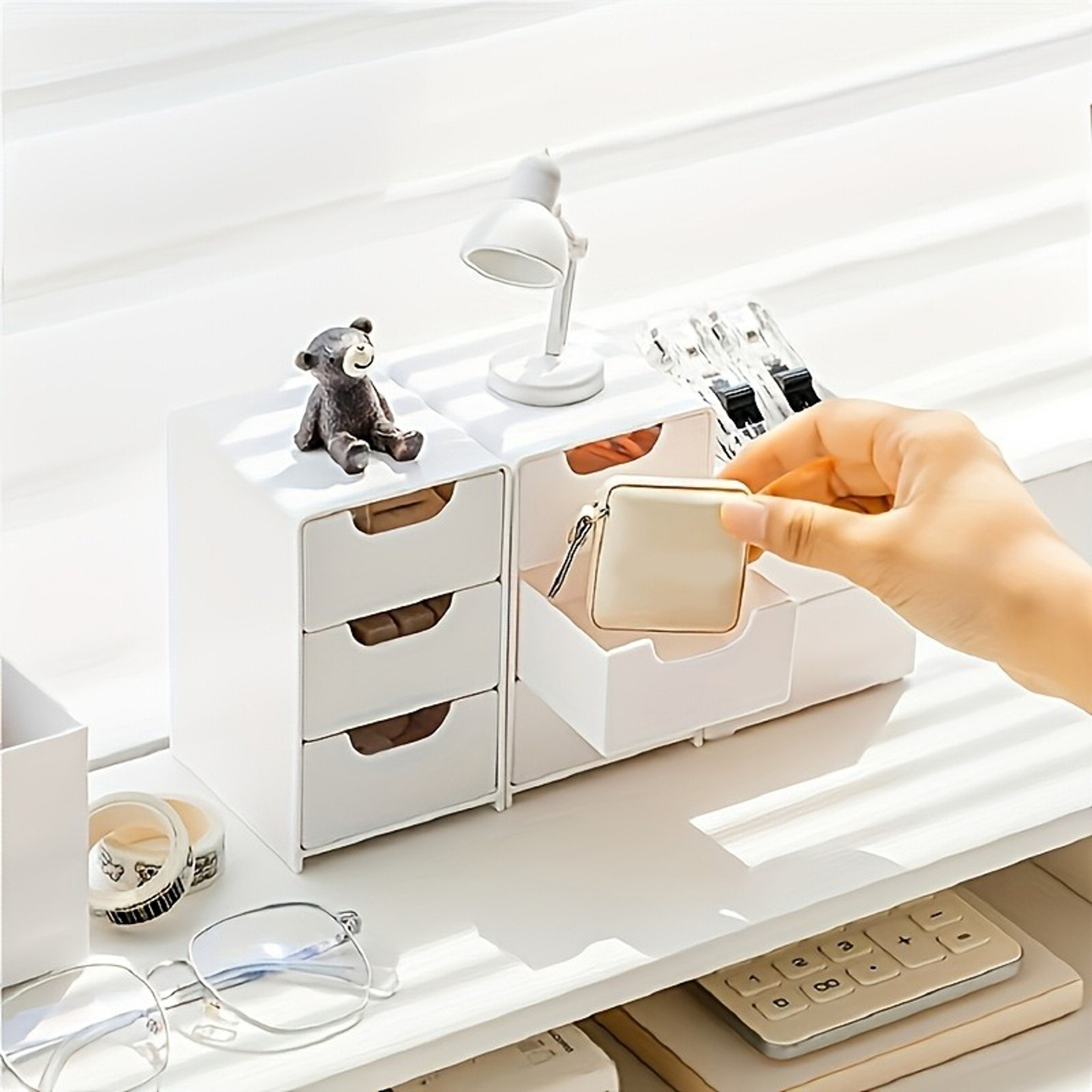 3 Drawer Desktop Storage Organizer Stackable Small Desk Organizer Box – view 4