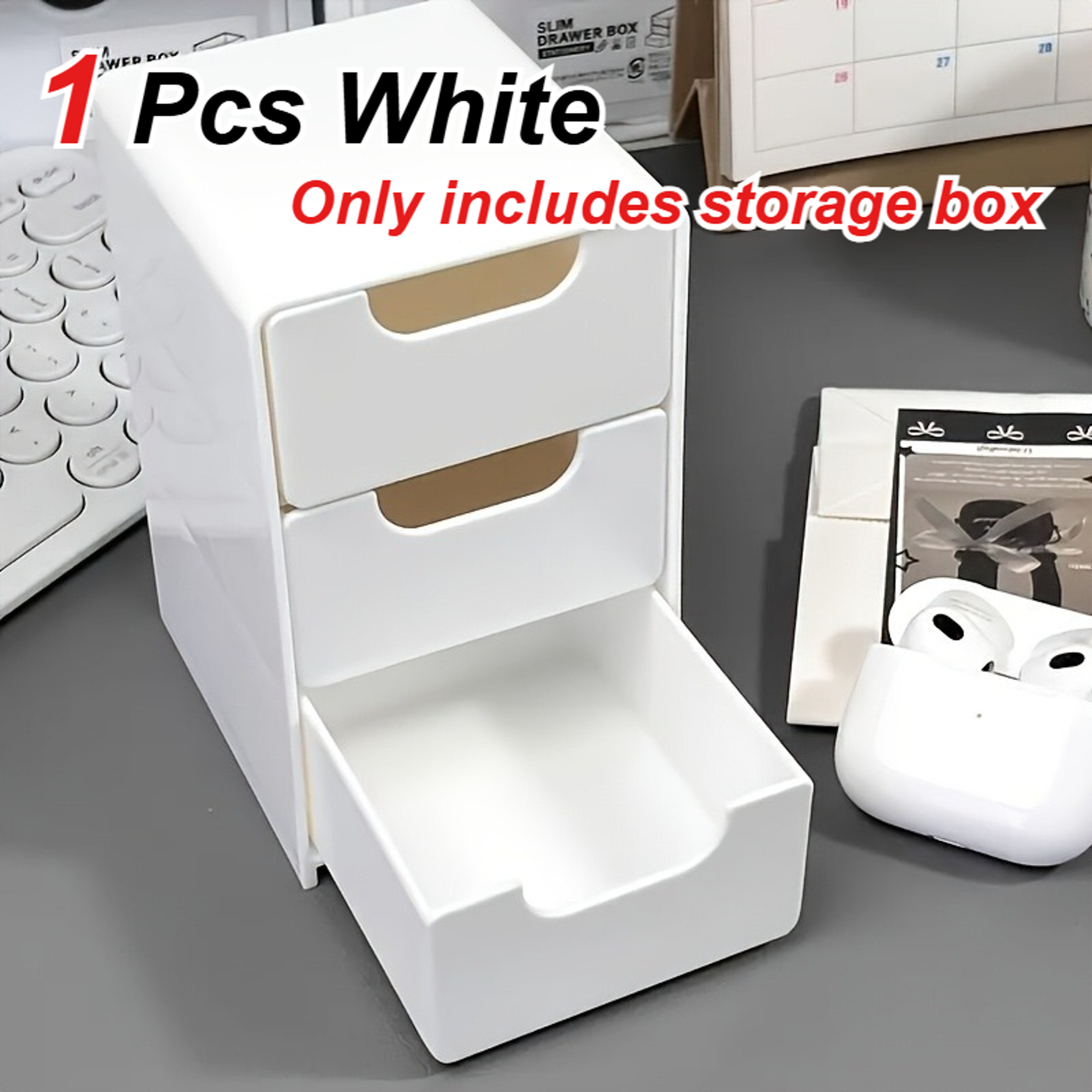3 Drawer Desktop Storage Organizer Stackable Small Desk Organizer Box – view 7