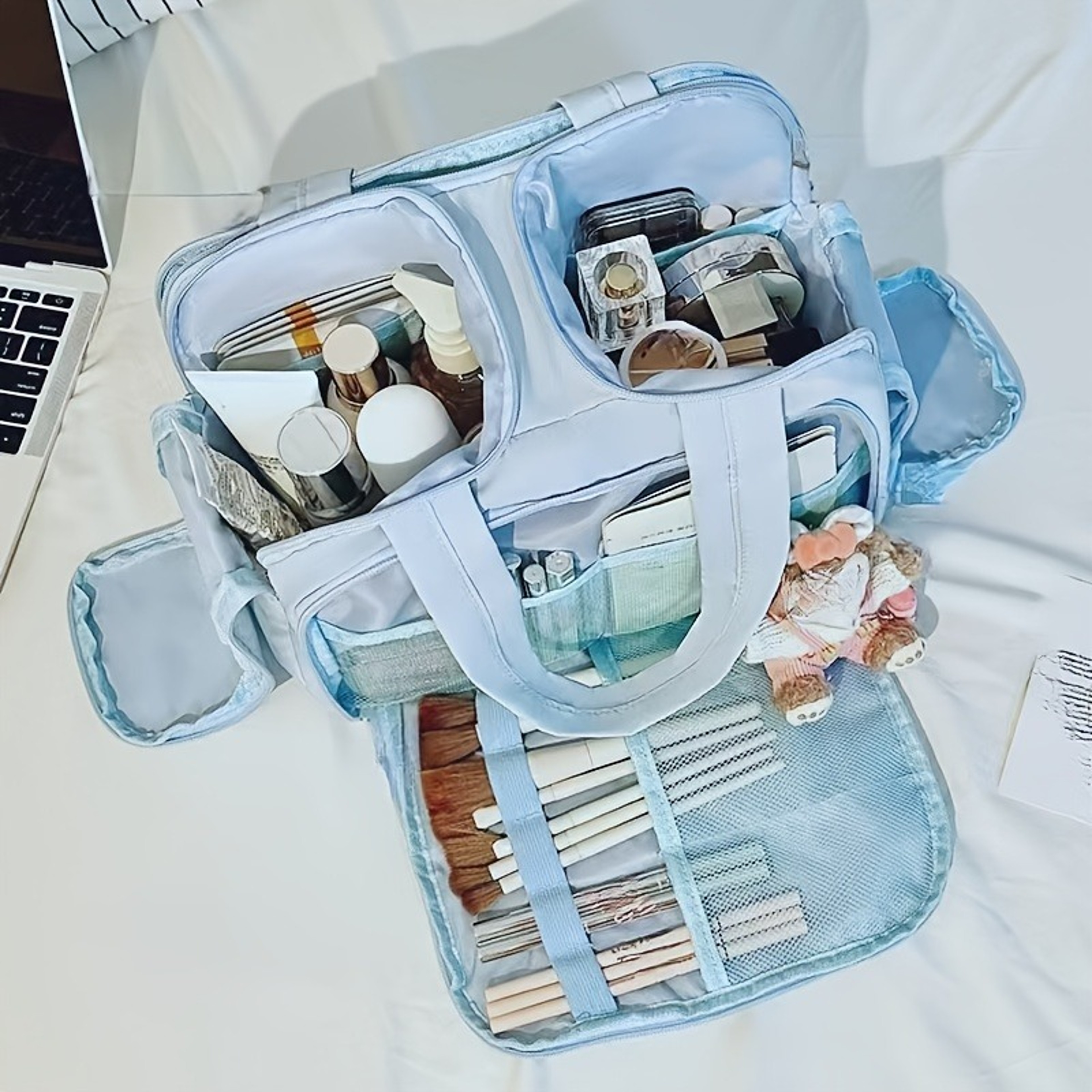Large Capacity Travel Makeup Bag With Multi Compartment Toiletry Organizer 1