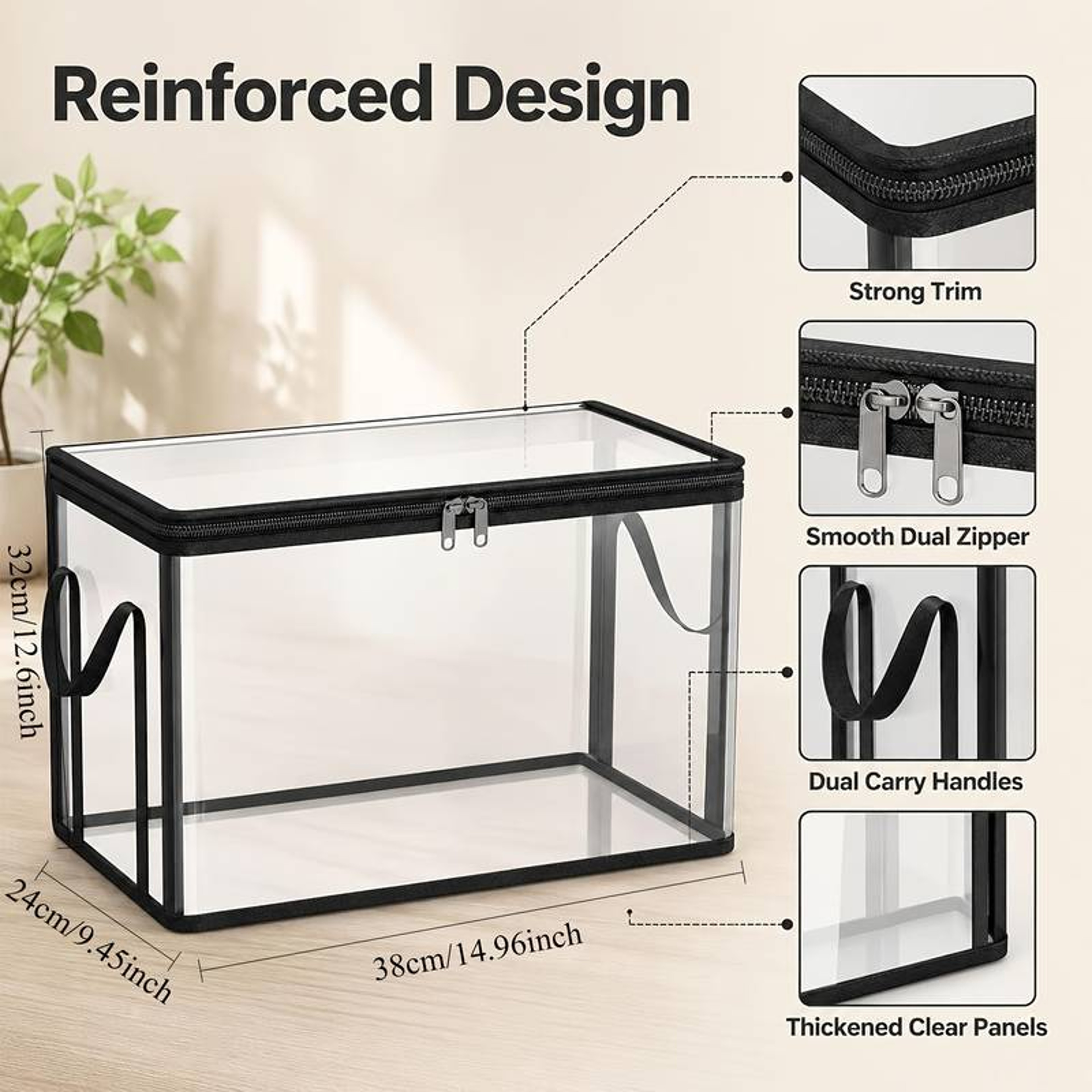 3 Pack Large Clear Foldable Storage Bins With Lids For Clothes And Blankets 2