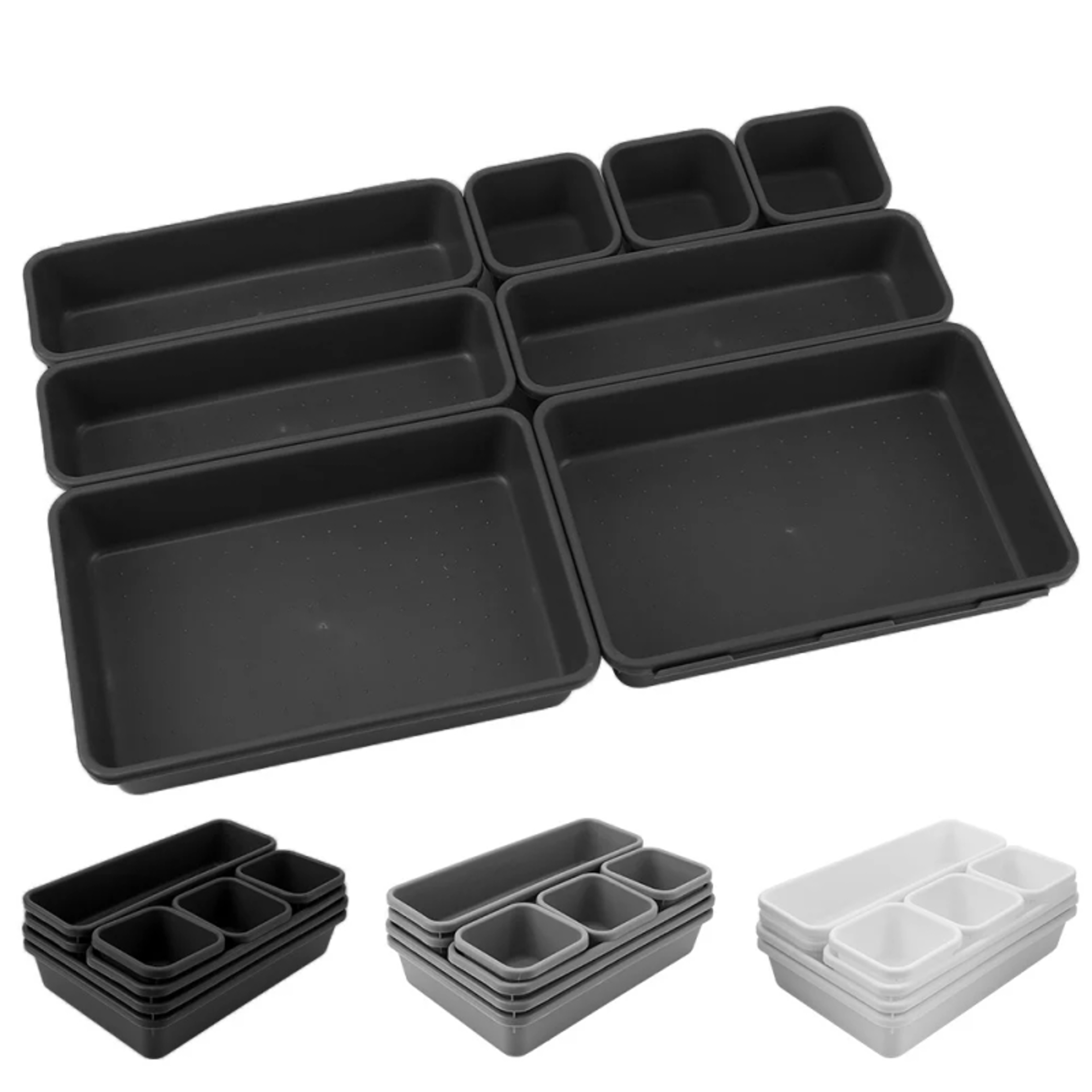 8 Piece Modular Drawer Organizer Set For Makeup Kitchen Bathroom And Office Storage 1
