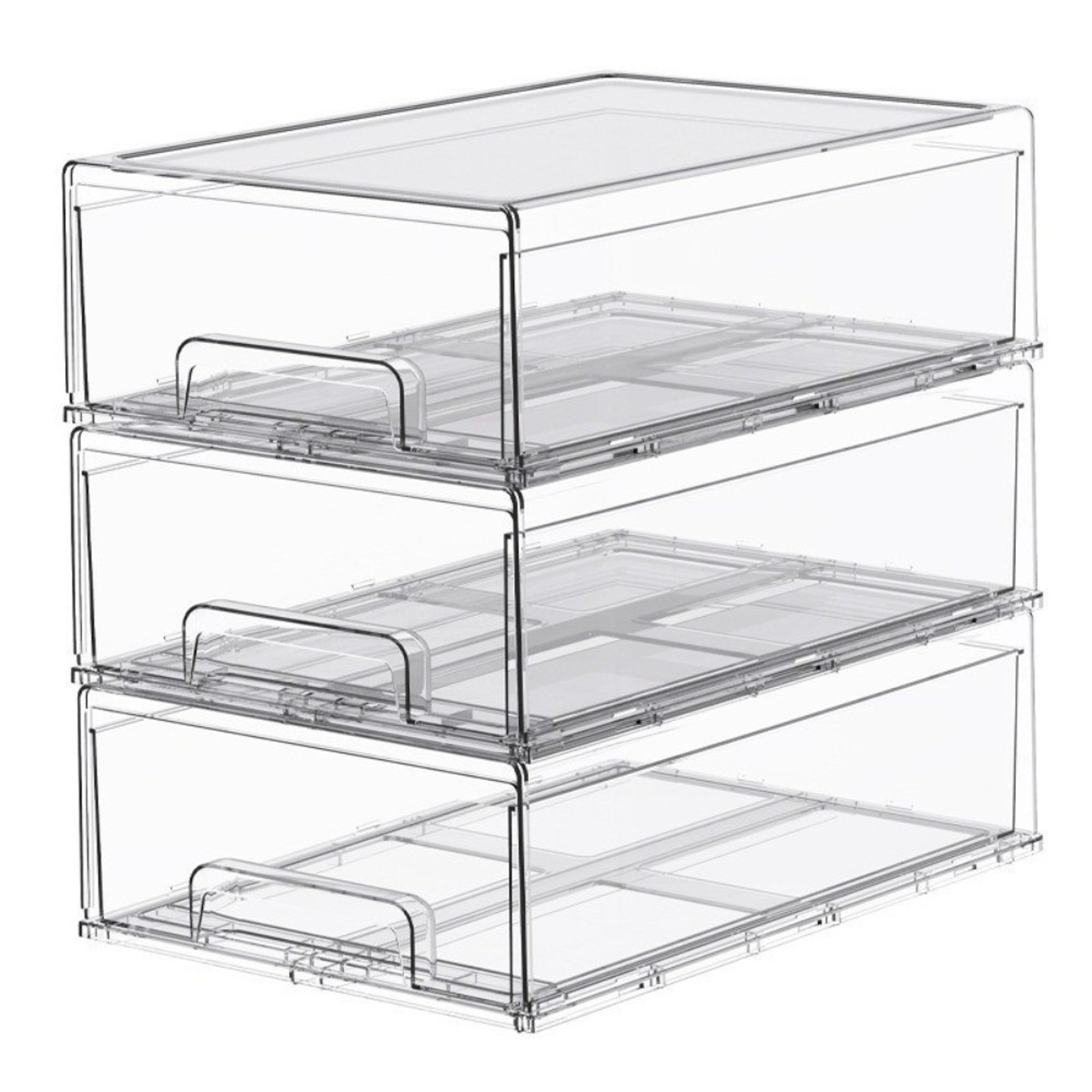 Clear Stackable Refrigerator Storage Box With Pull Out Drawer Organizer 1