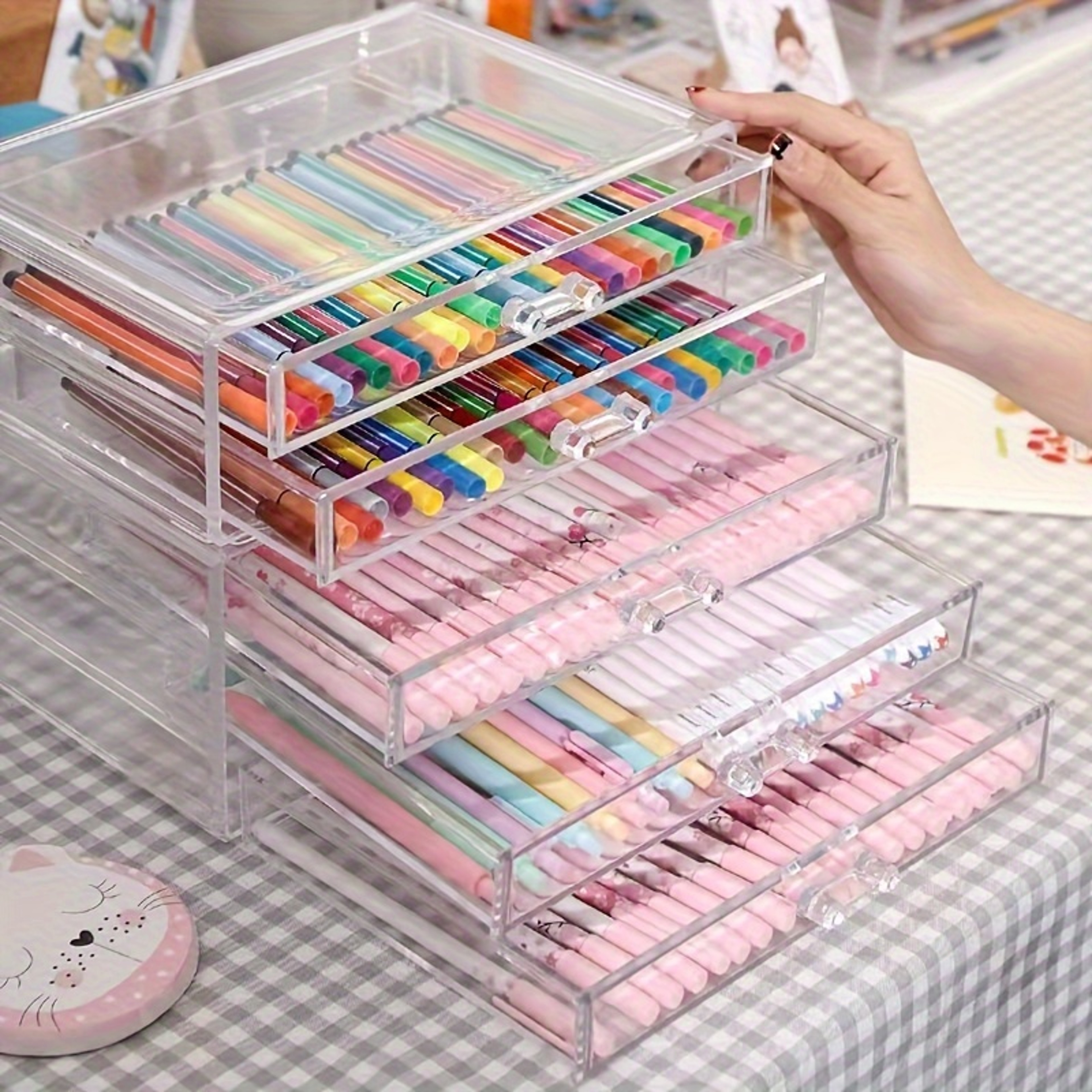 Clear Acrylic Desk Organizer With Drawers 3 Or 5 Layer Office Storage Caddy 1