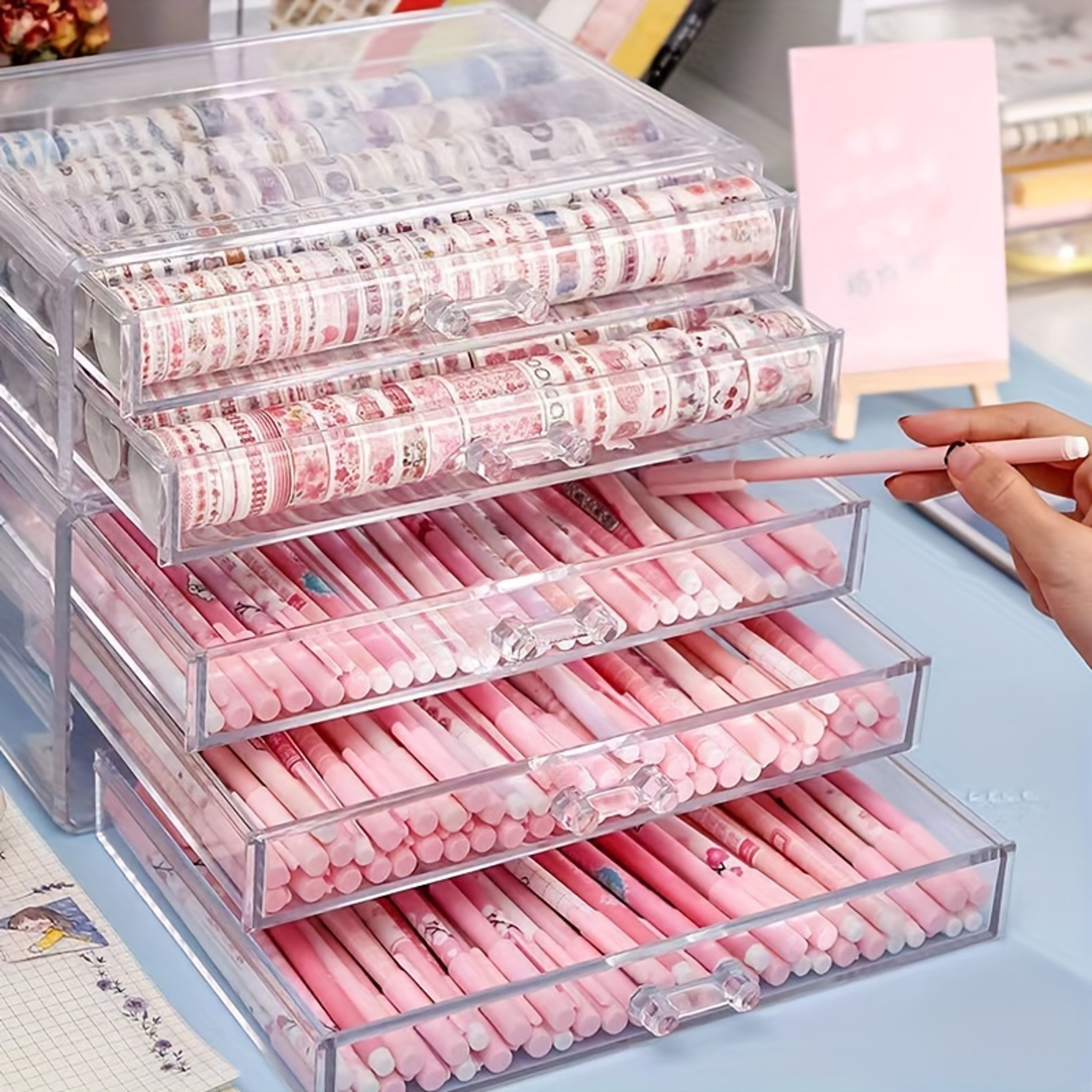 Clear Acrylic Desk Organizer With Drawers 3 Or 5 Layer Office Storage Caddy 2