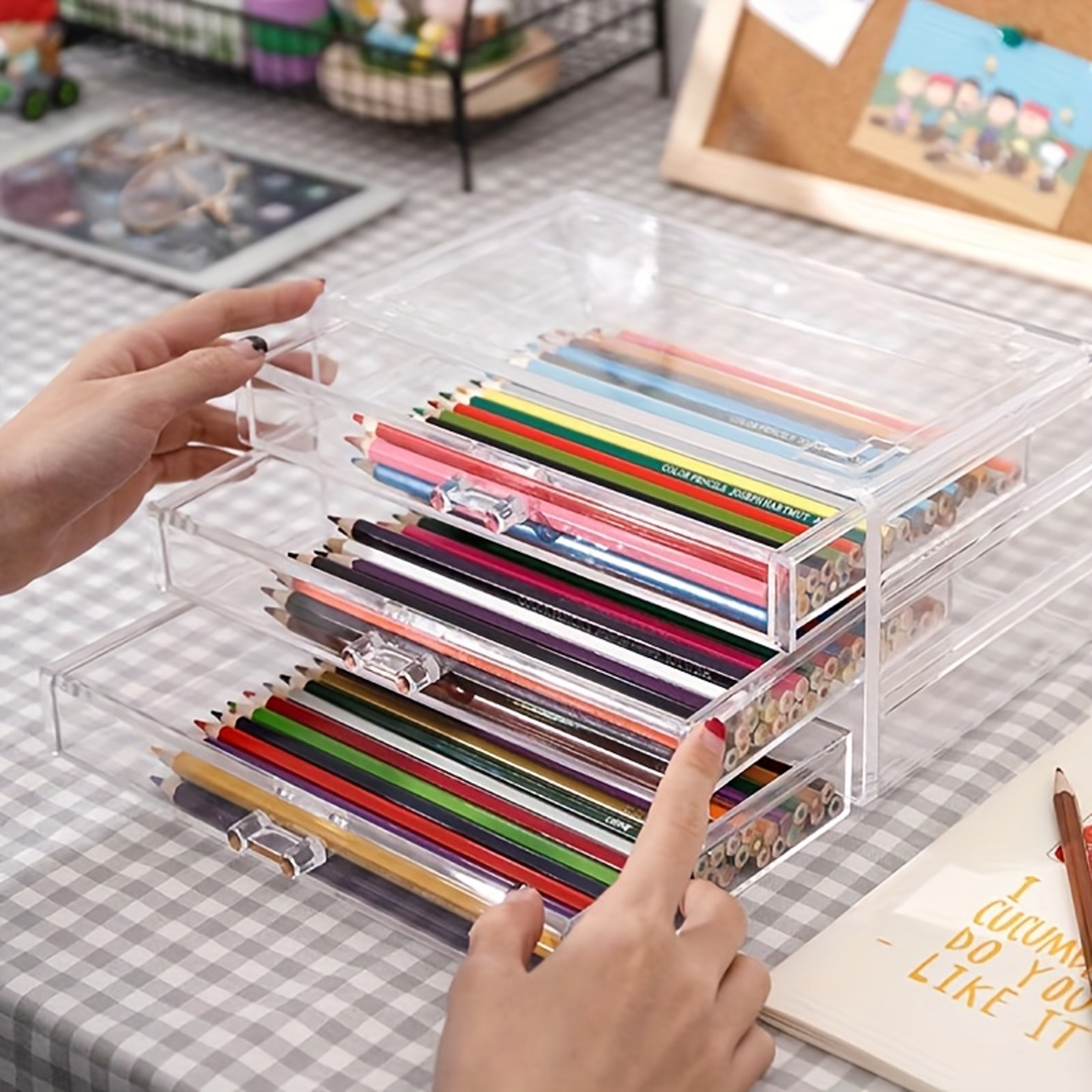 Clear Acrylic Desk Organizer With Drawers 3 Or 5 Layer Office Storage Caddy 3