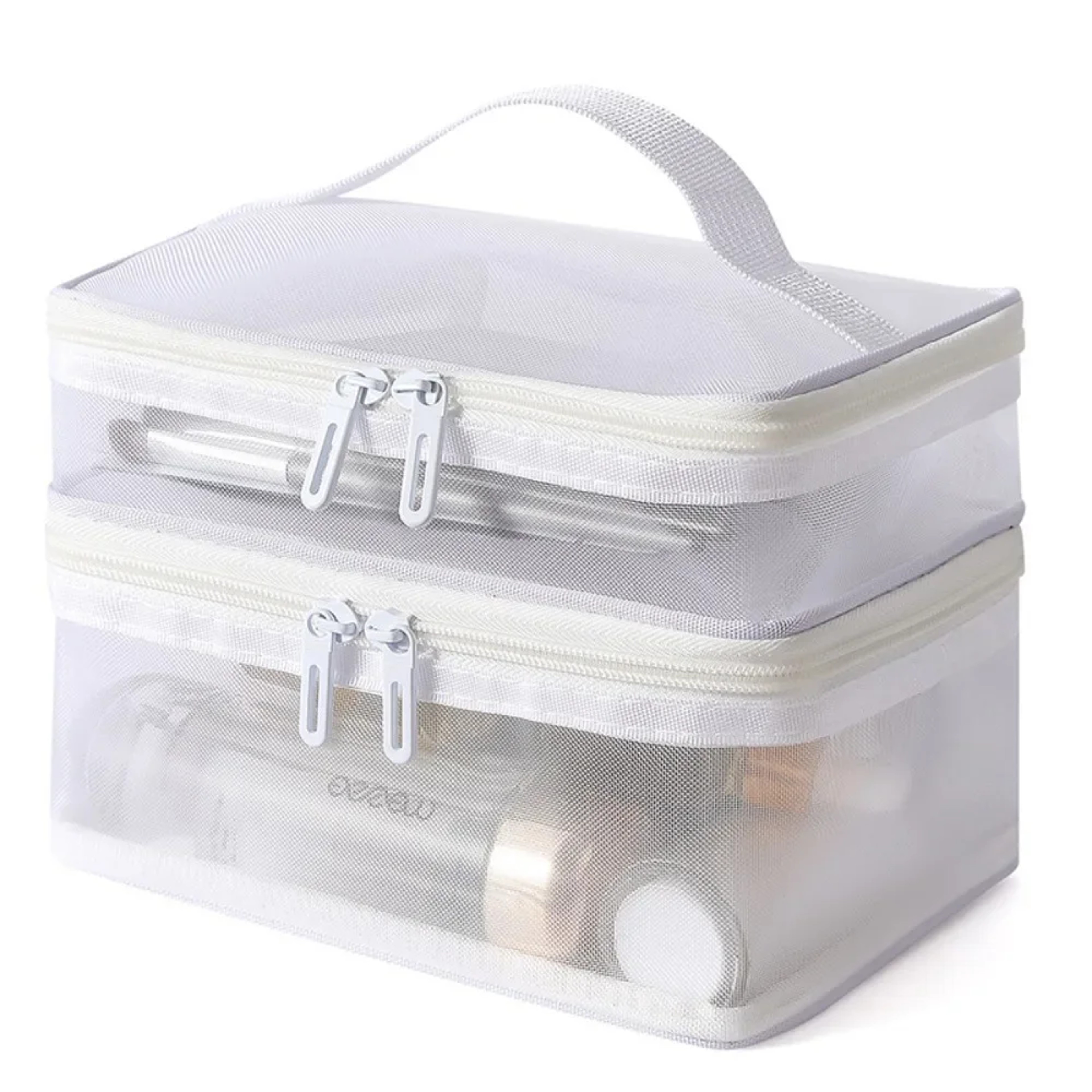 Double Layer Travel Cosmetic Bag Large Capacity Transparent Makeup Organizer 10