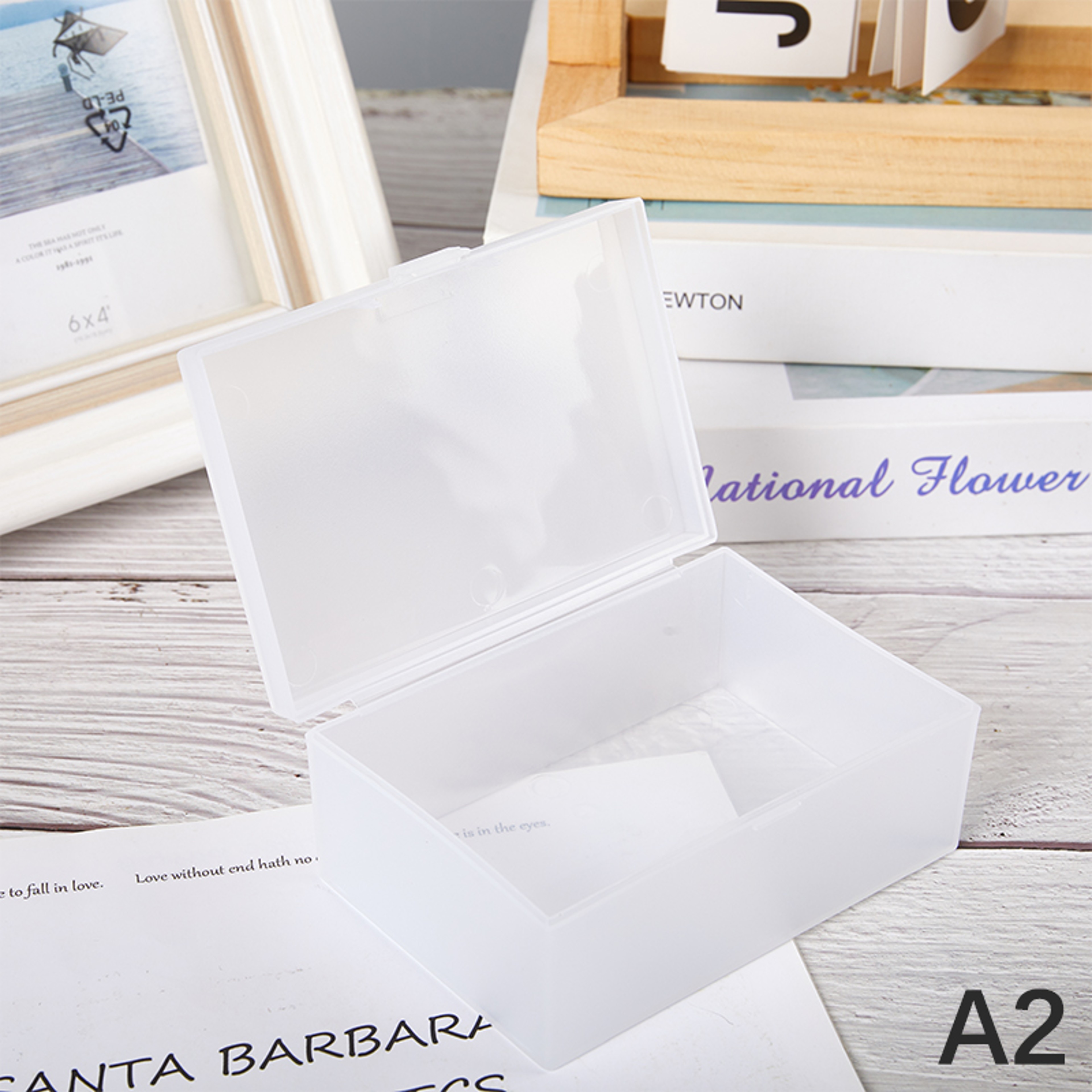 Frosted Photocard Storage Box With Flip Lid Desk Organizer For Cards And Jewelry 6