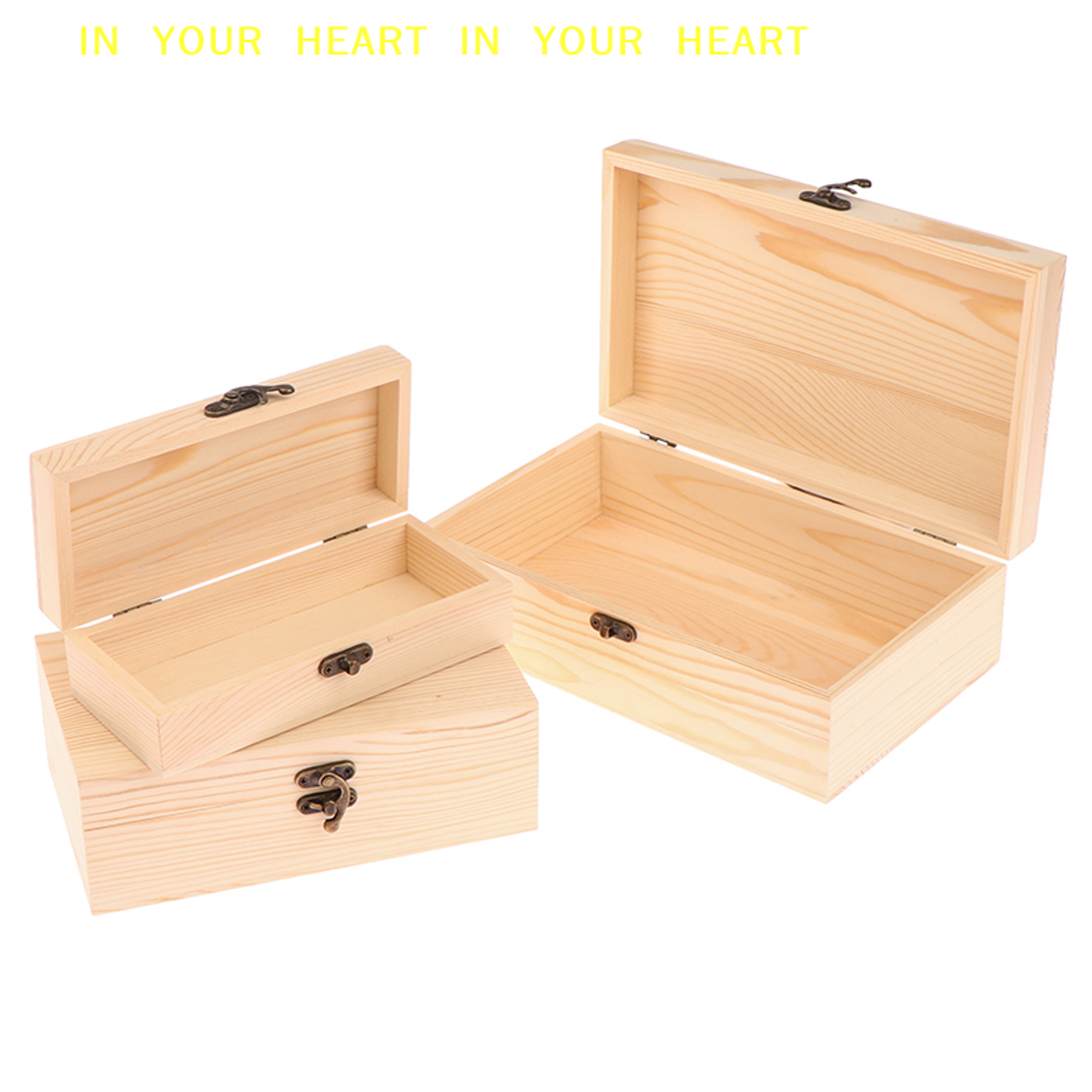 Rustic Wooden Storage Box with Lock Jewelry and Keepsake Organizer – view 4