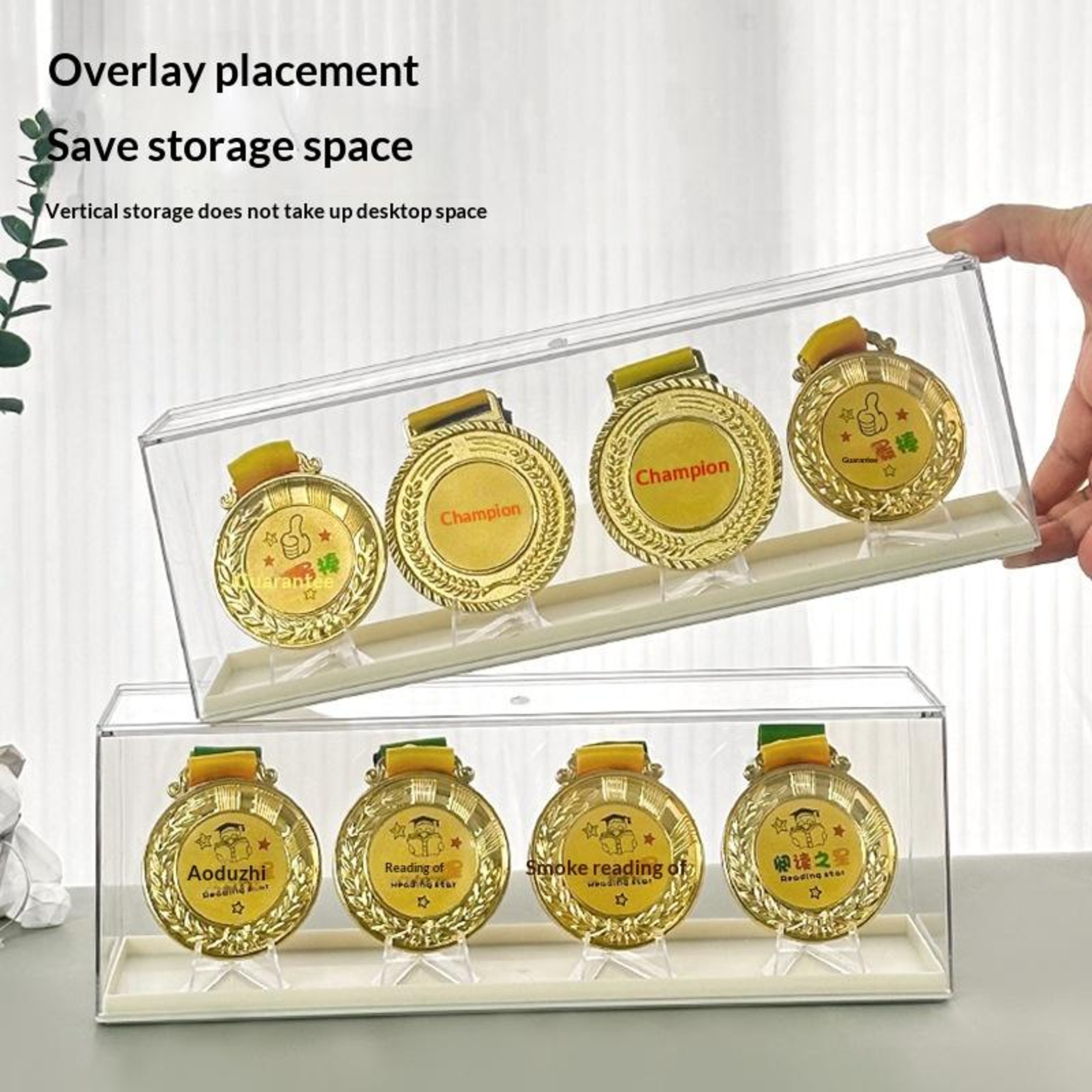 Marathon Medal Display Box Stackable Medal Storage Organizer For Coins Badges And Awards 2