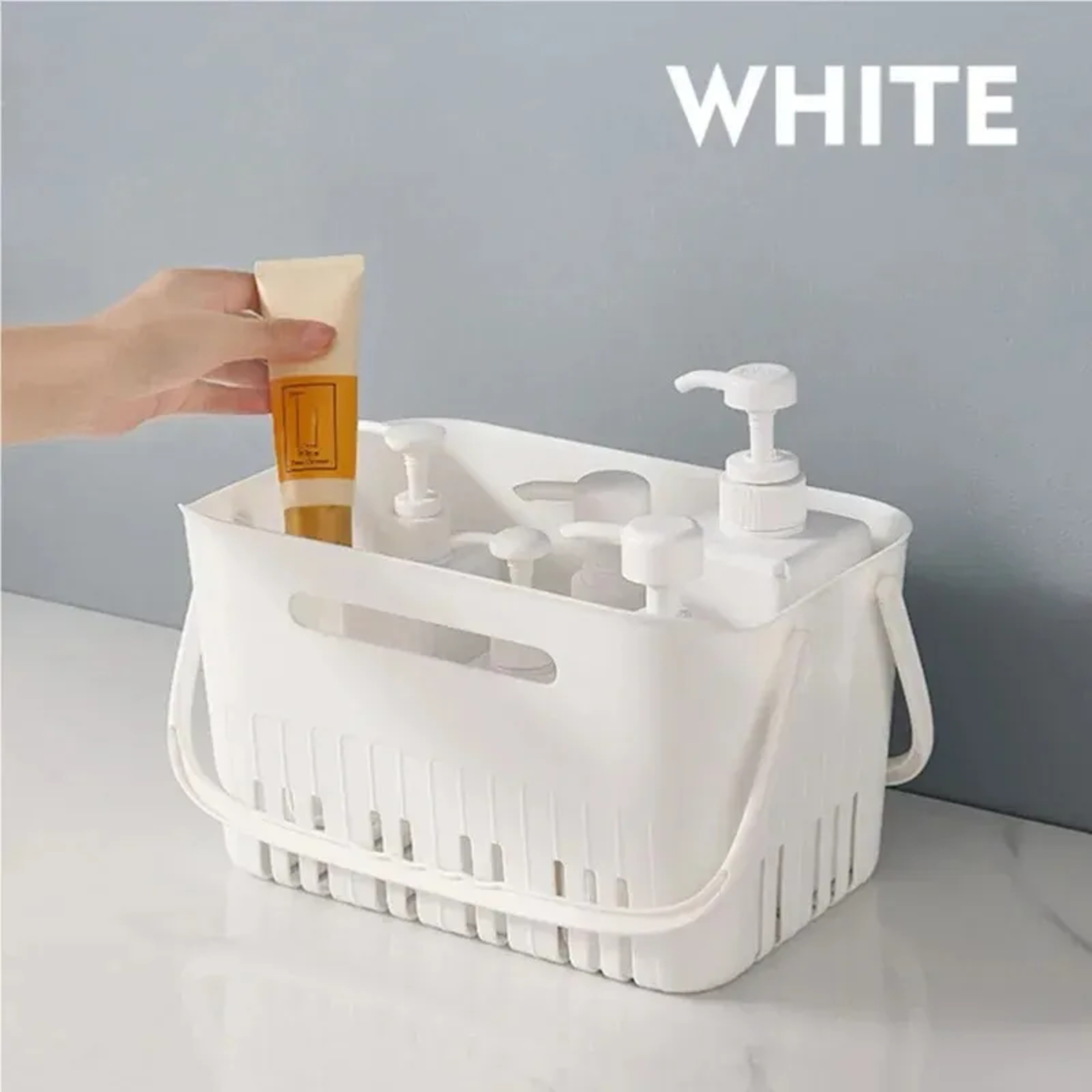 Portable Shower Caddy Stackable Plastic Storage Basket With Carry Handles 3