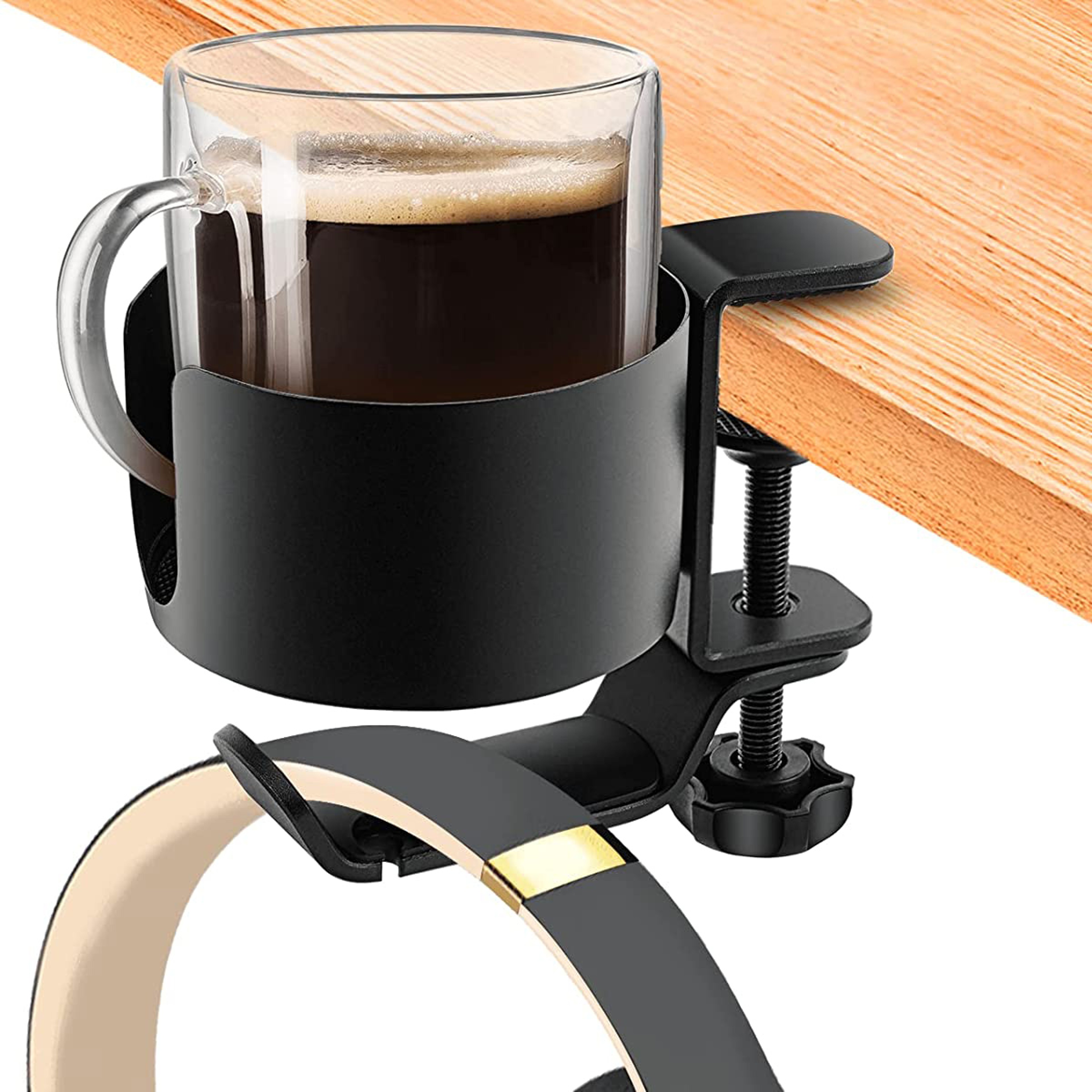 Desk Cup Holder With 360 Rotating Headphone Hanger 1