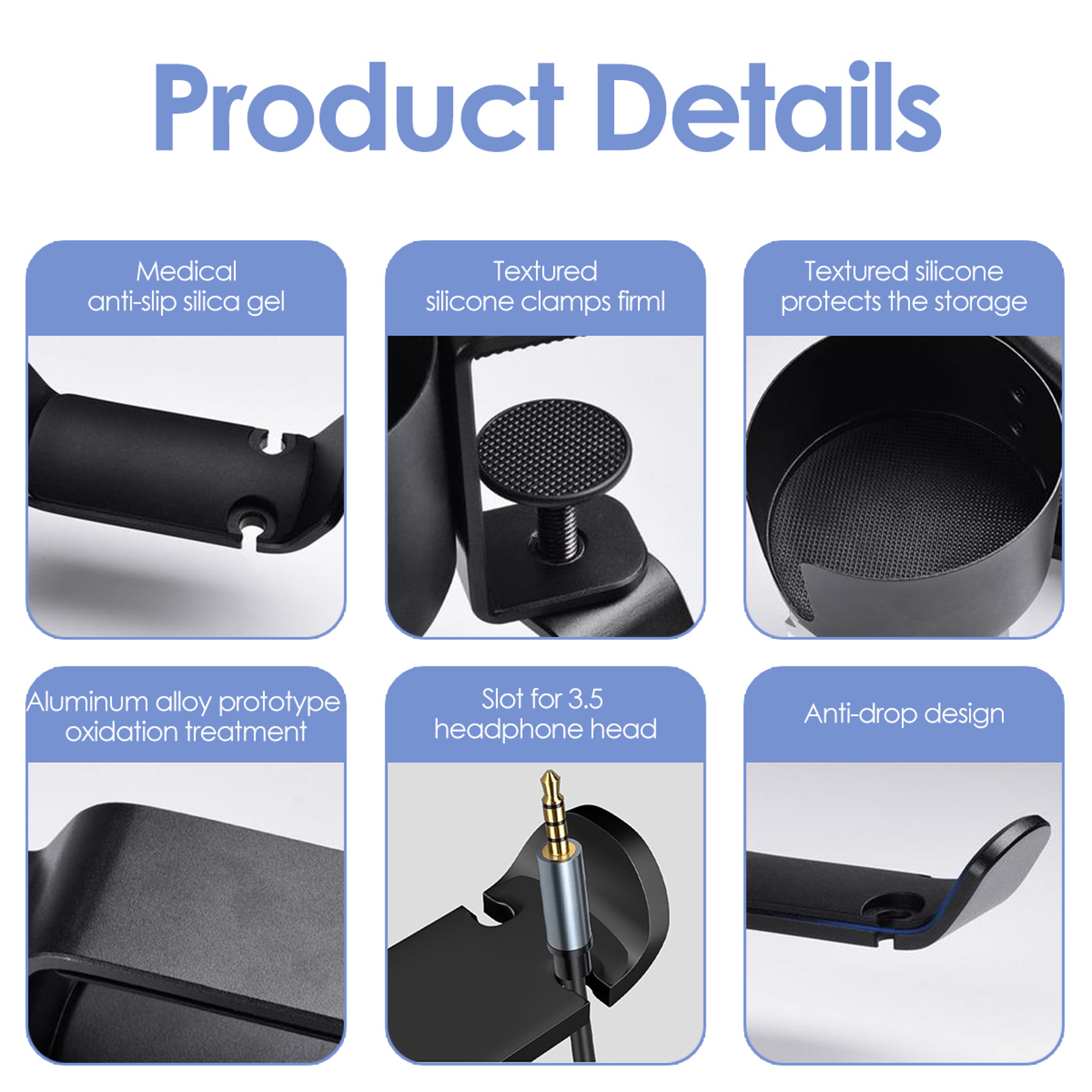 Desk Cup Holder With 360 Rotating Headphone Hanger 6