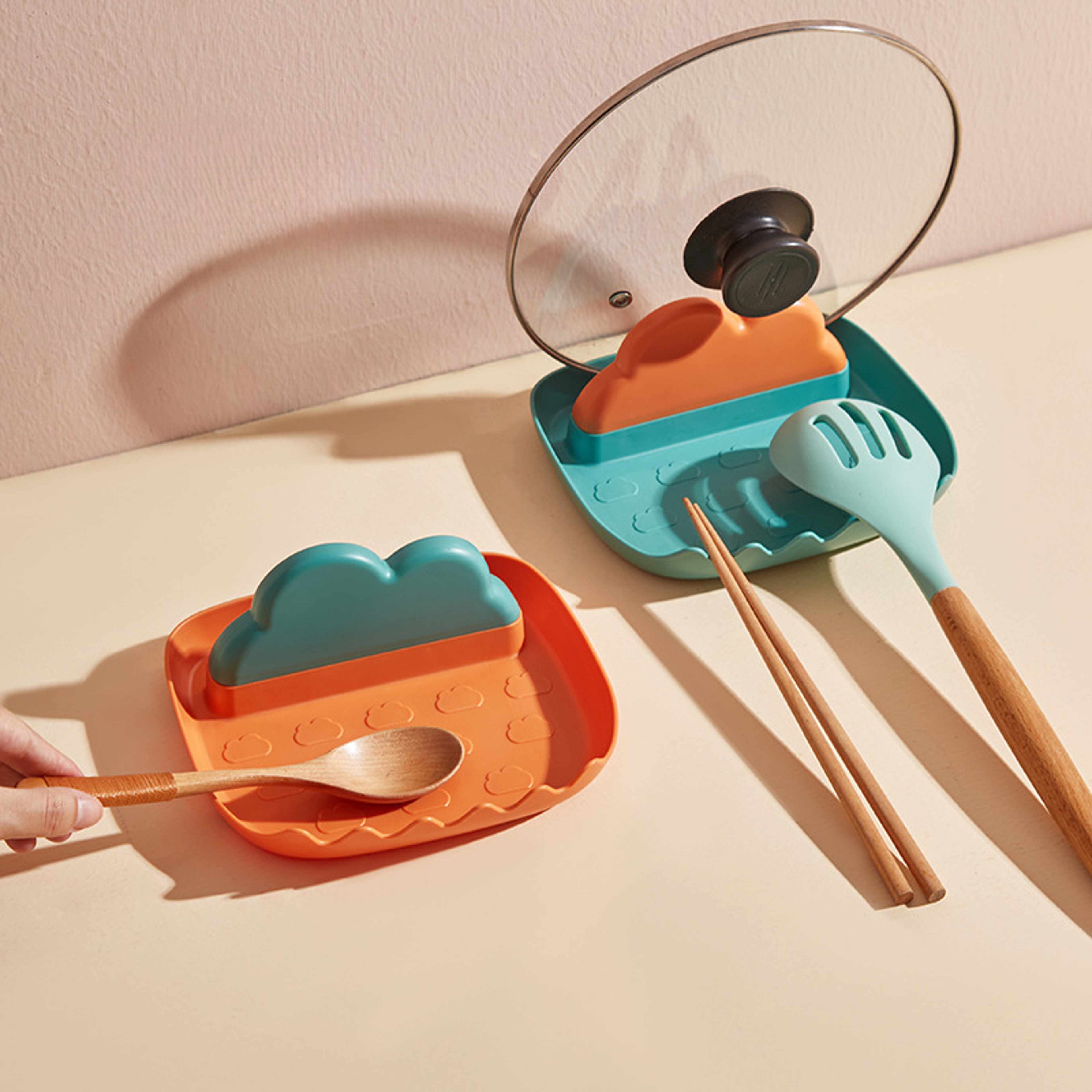 Foldable Pot Lid Holder And Kitchen Utensil Organizer For Spoon Spatula And Cutting Board 4