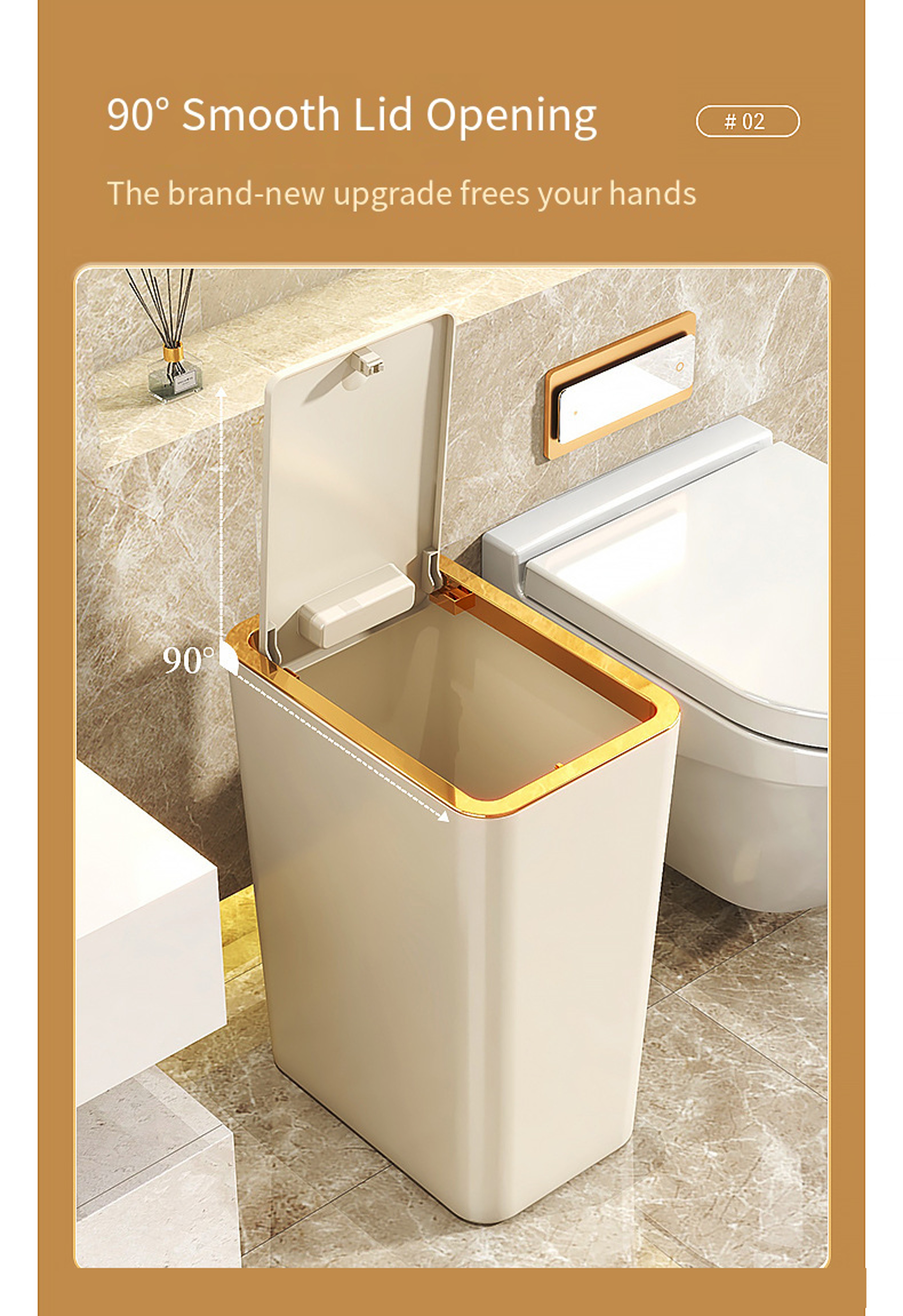 Slim Press Airtight Slim Trash Can With One Touch Pop Up Lid 2