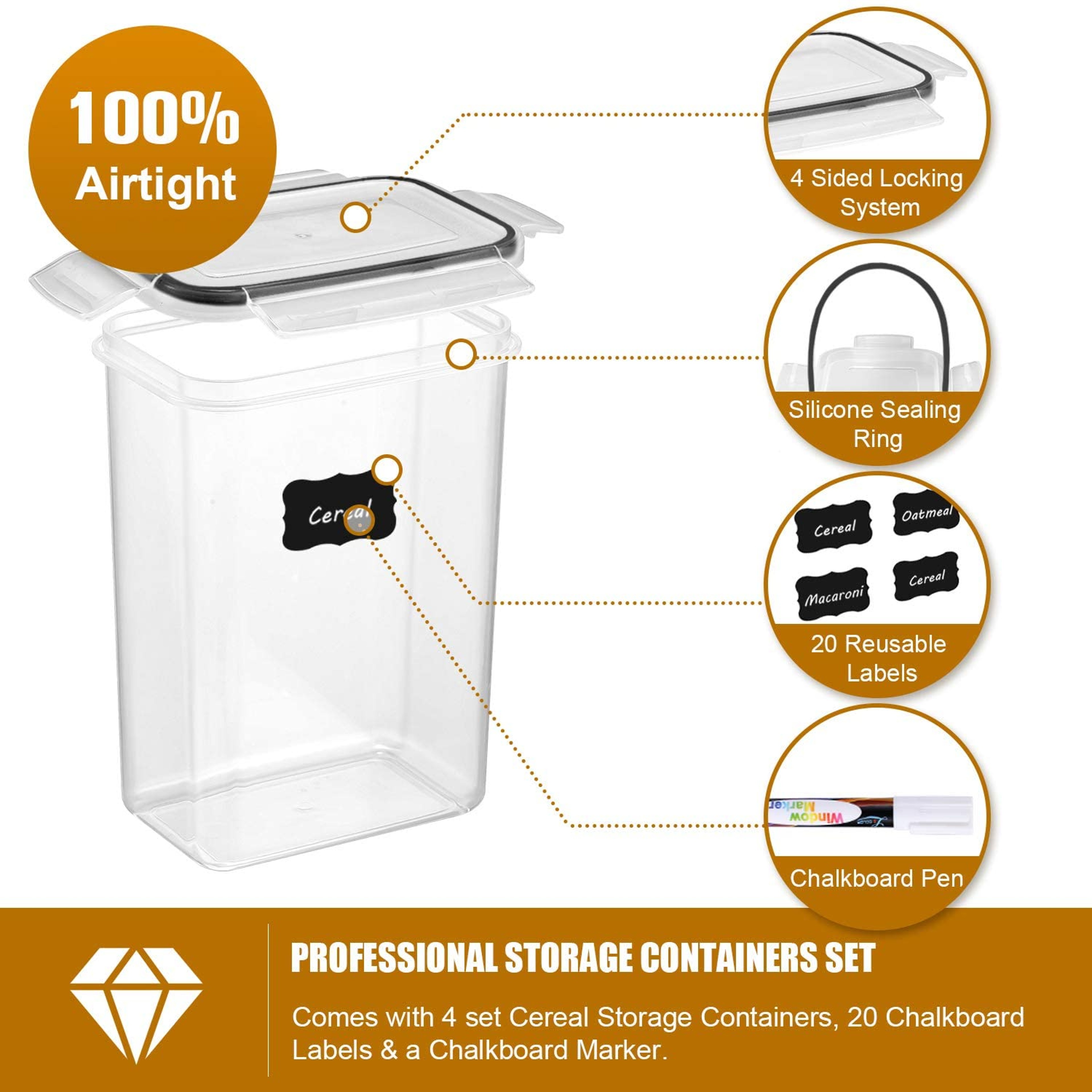 7 Piece Airtight Food Storage Containers Set With Labels For Pantry Organization 4