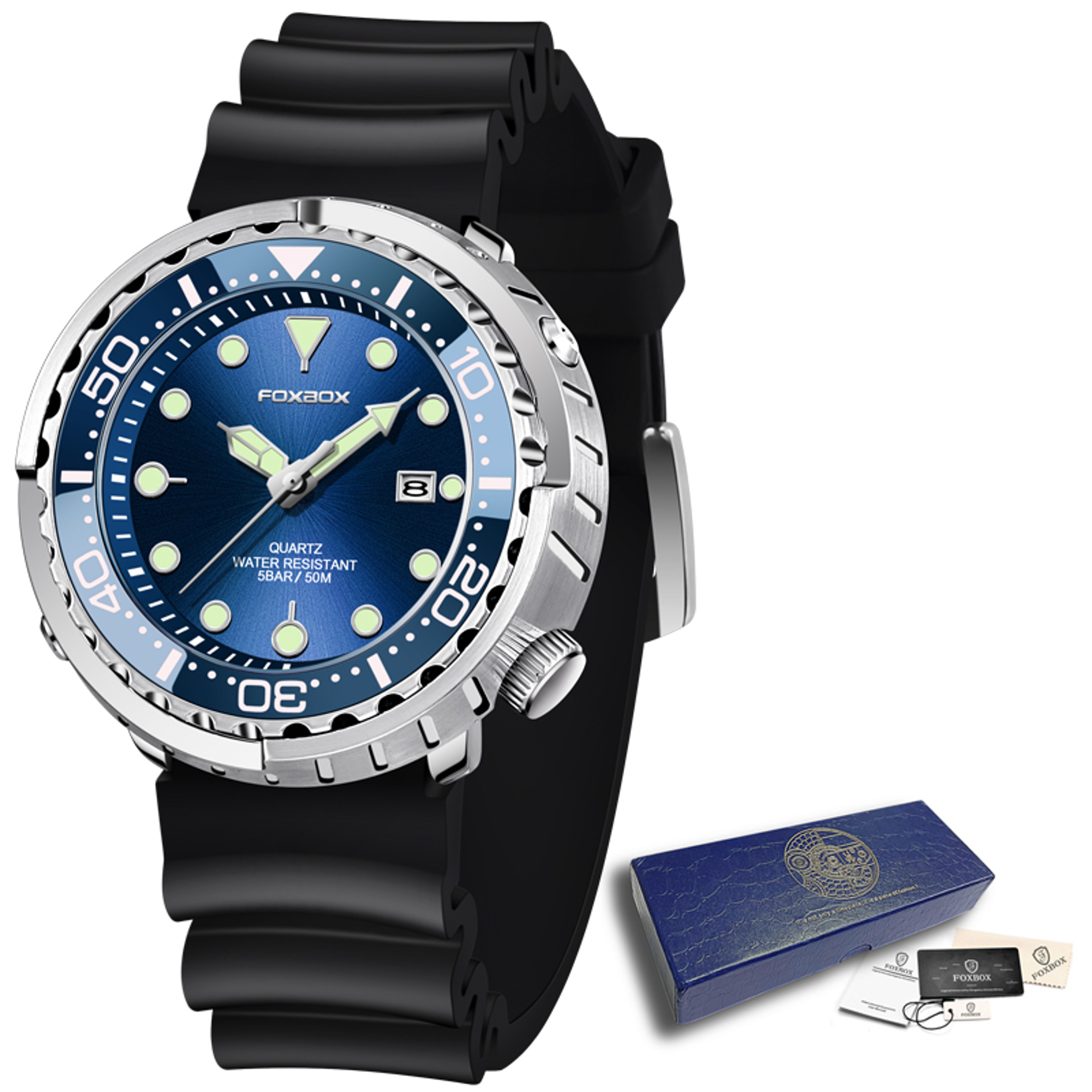 Mens Waterproof Diver Watch With Luminous Dial Date Display And Quartz Movement 9