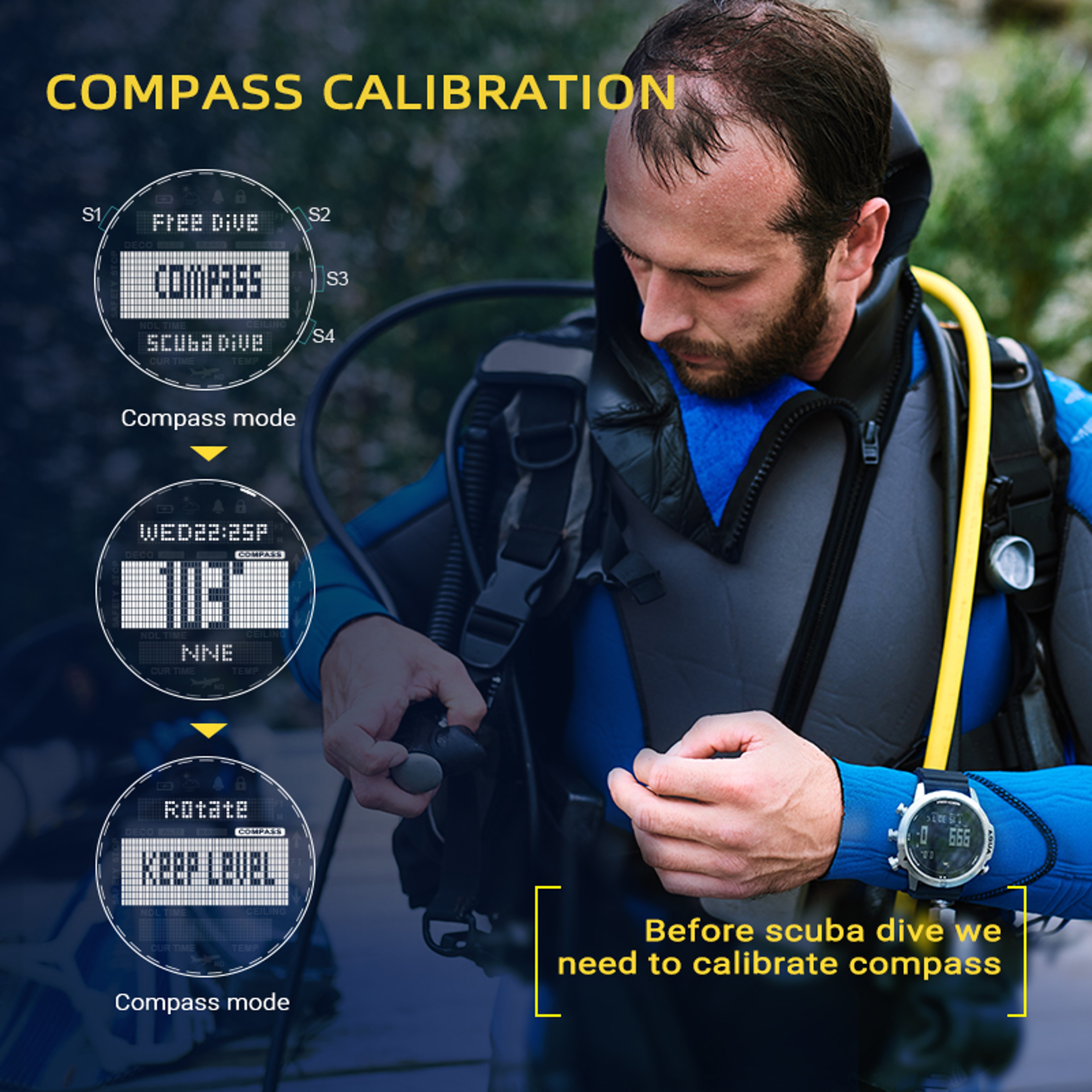Professional Diving Computer Watch with NDL Scuba Mode, Compass, Altimeter and Barometer – view 4