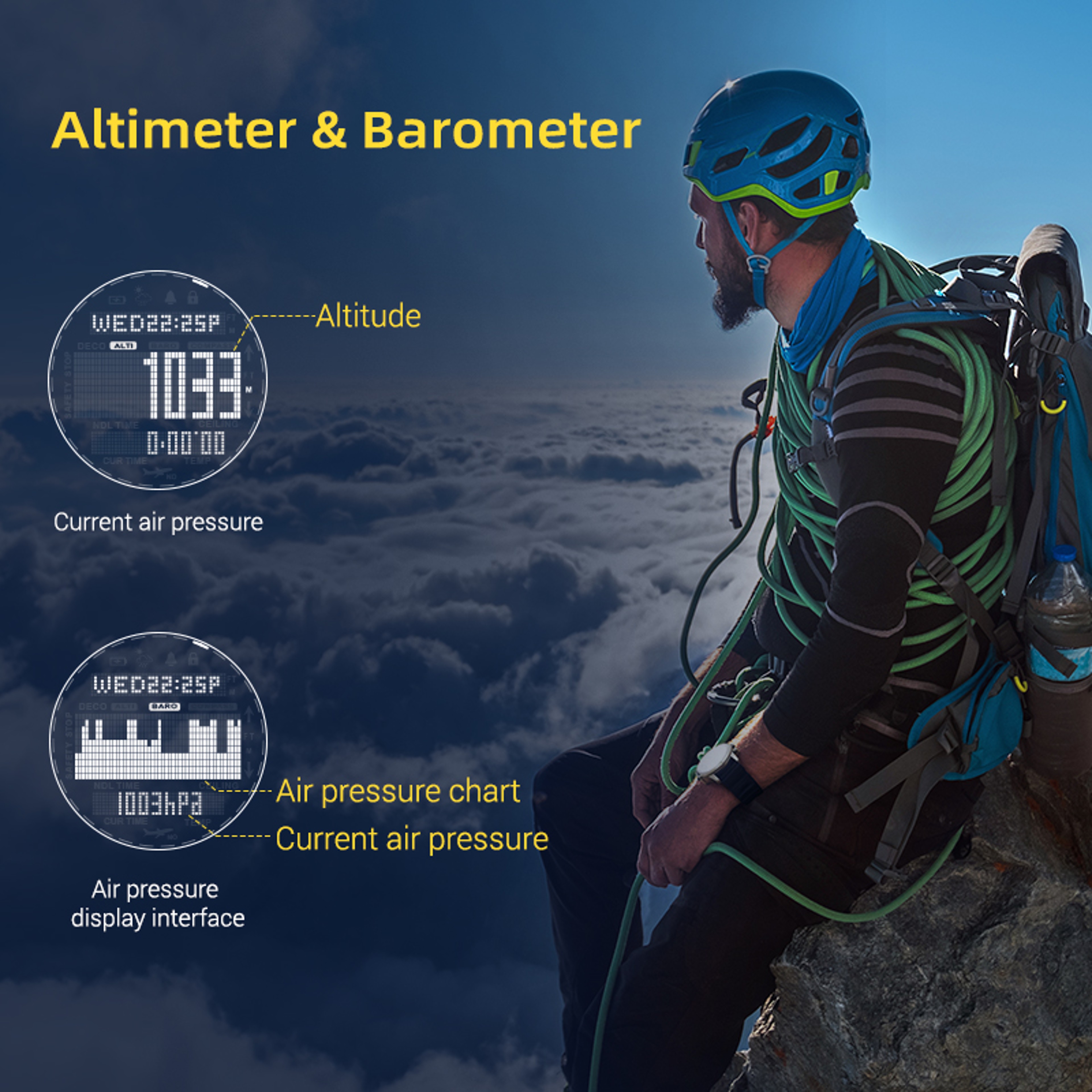 Professional Scuba Diving Computer Watch With NDL Compass Altimeter And Barometer 5