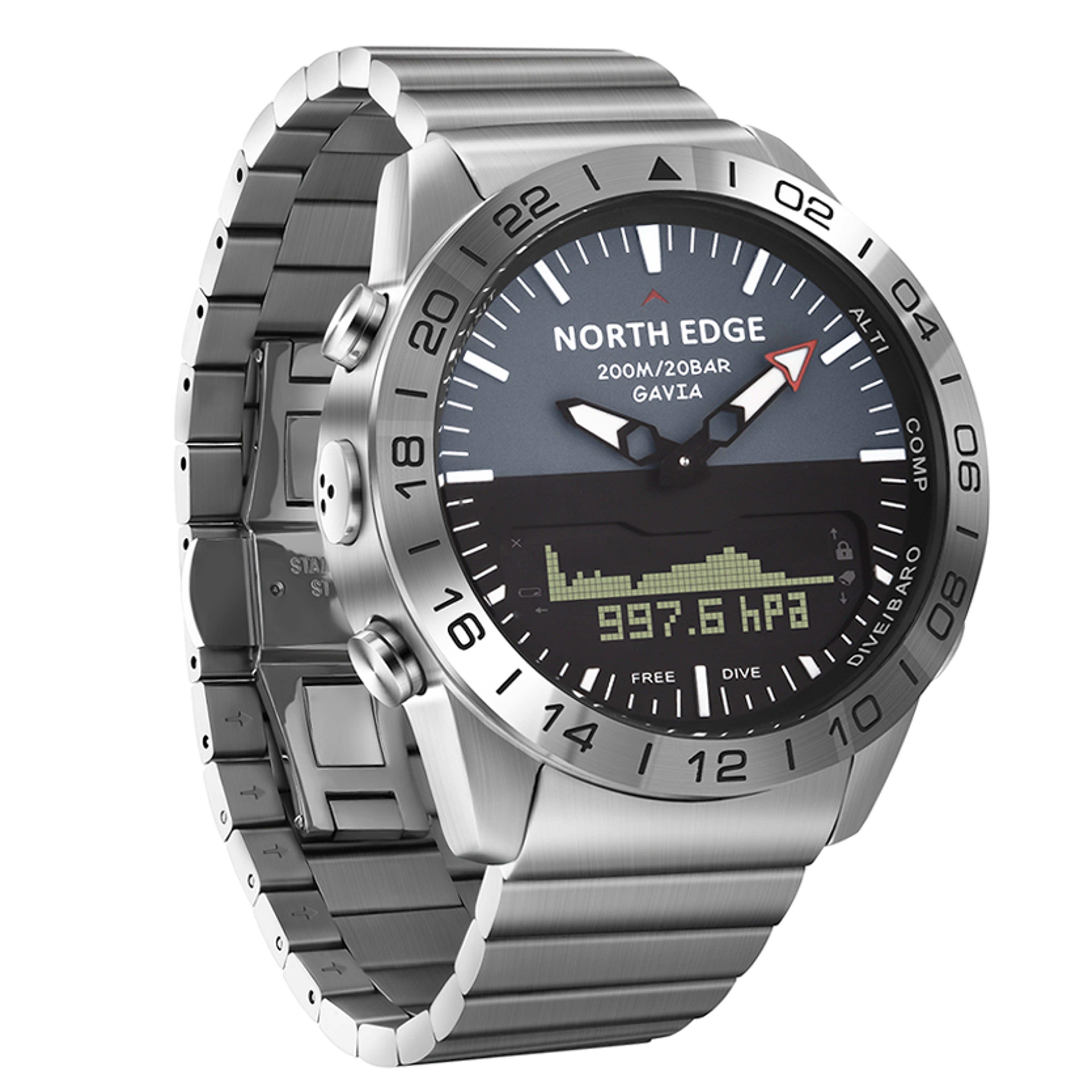 Waterproof Dive Watch For Men With Altimeter Barometer Compass And Stainless Steel Design 0