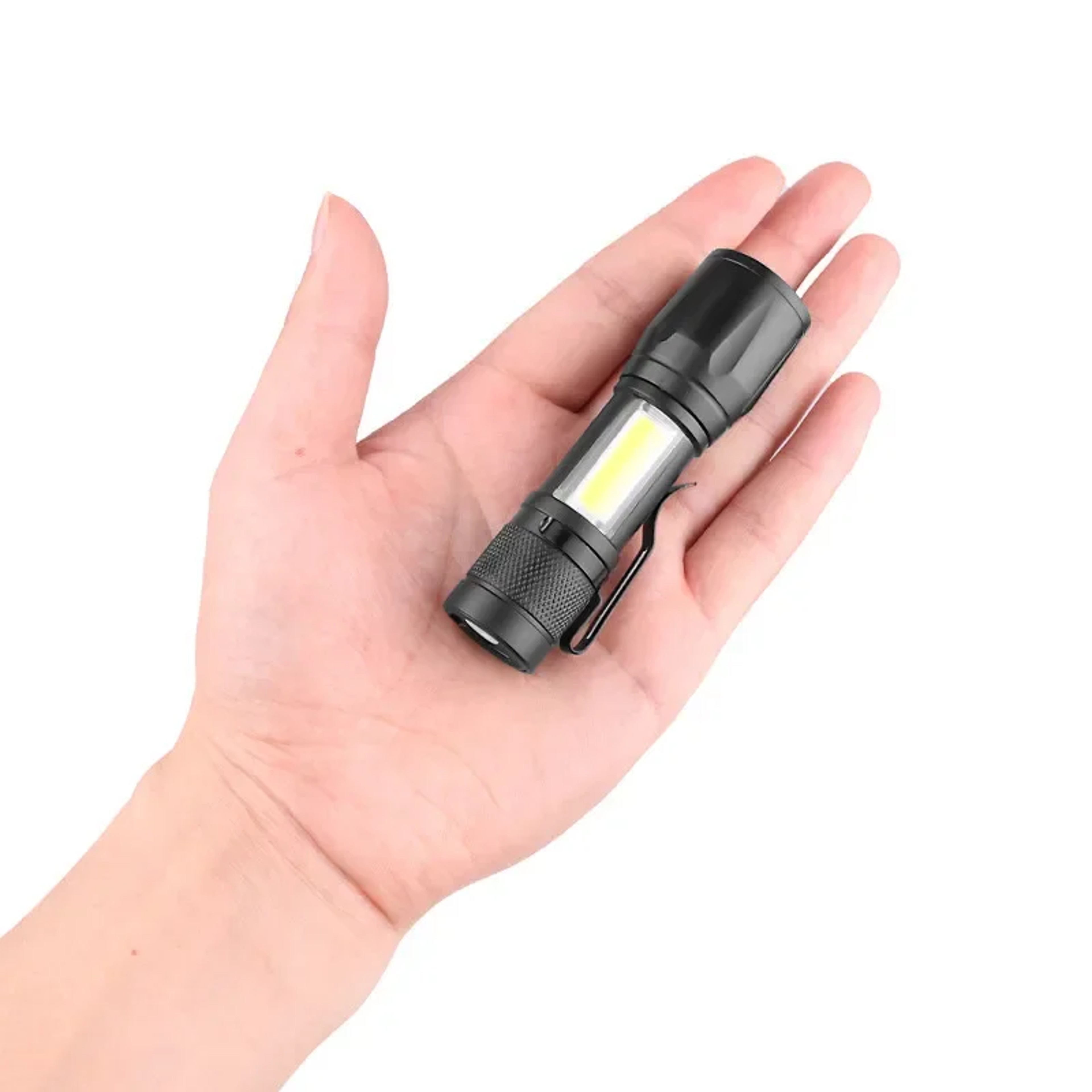 Mini Rechargeable LED Flashlight With COB XPE Light Zoomable Focus And Pen Clip 3