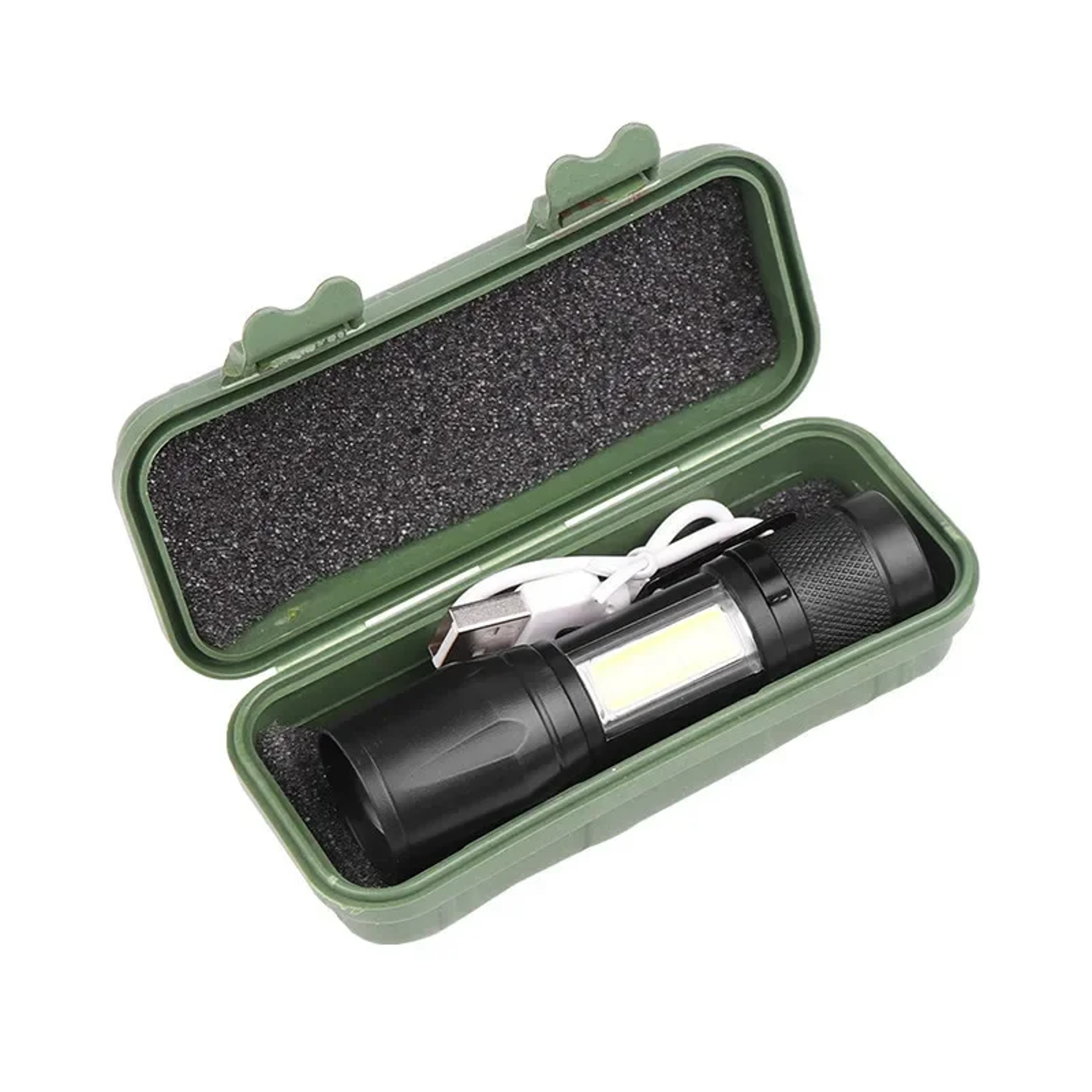 Mini Rechargeable LED Flashlight With COB XPE Light Zoomable Focus And Pen Clip 5