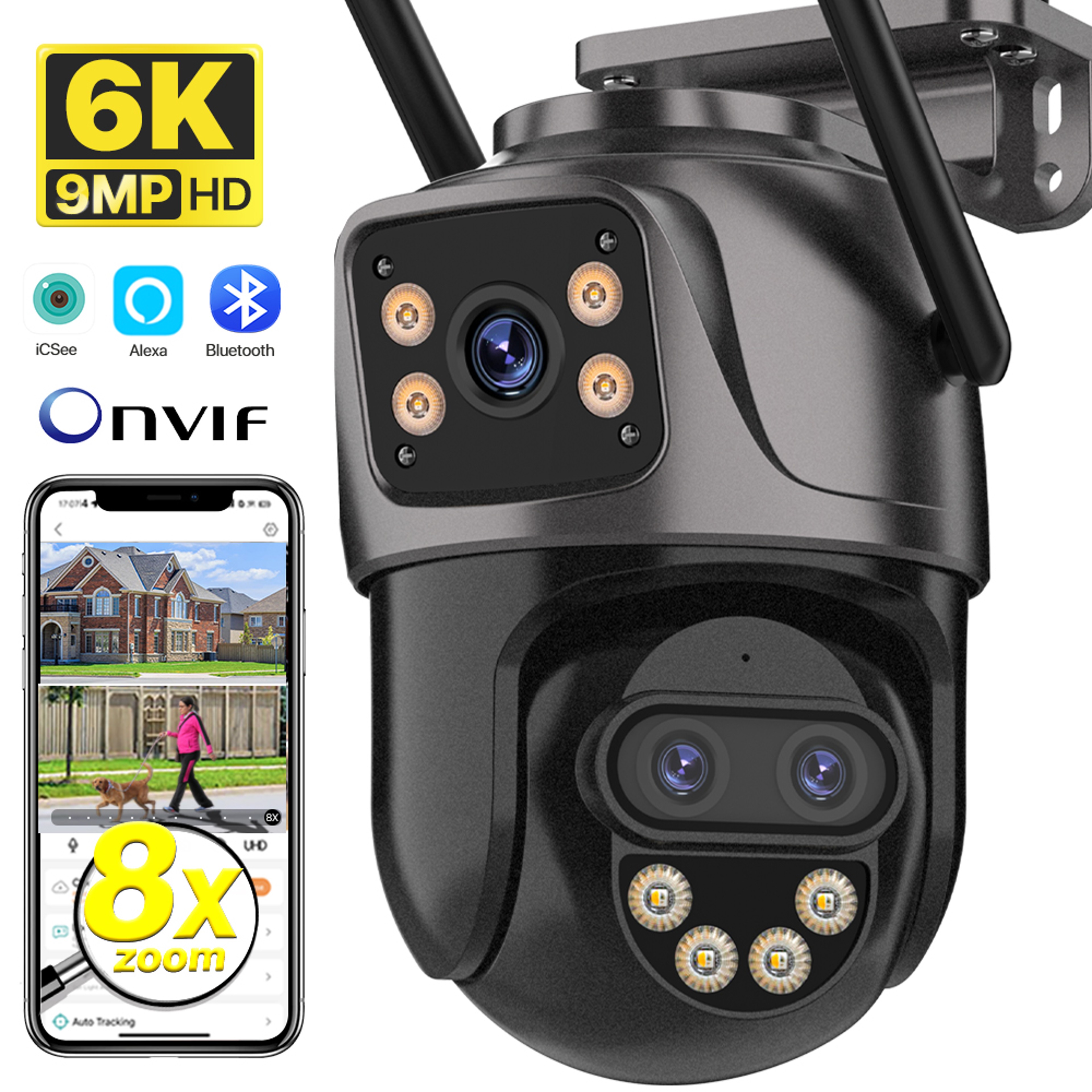 9MP Triple Lens Outdoor Security Camera With 8X Zoom PTZ WiFi And Auto Tracking 1