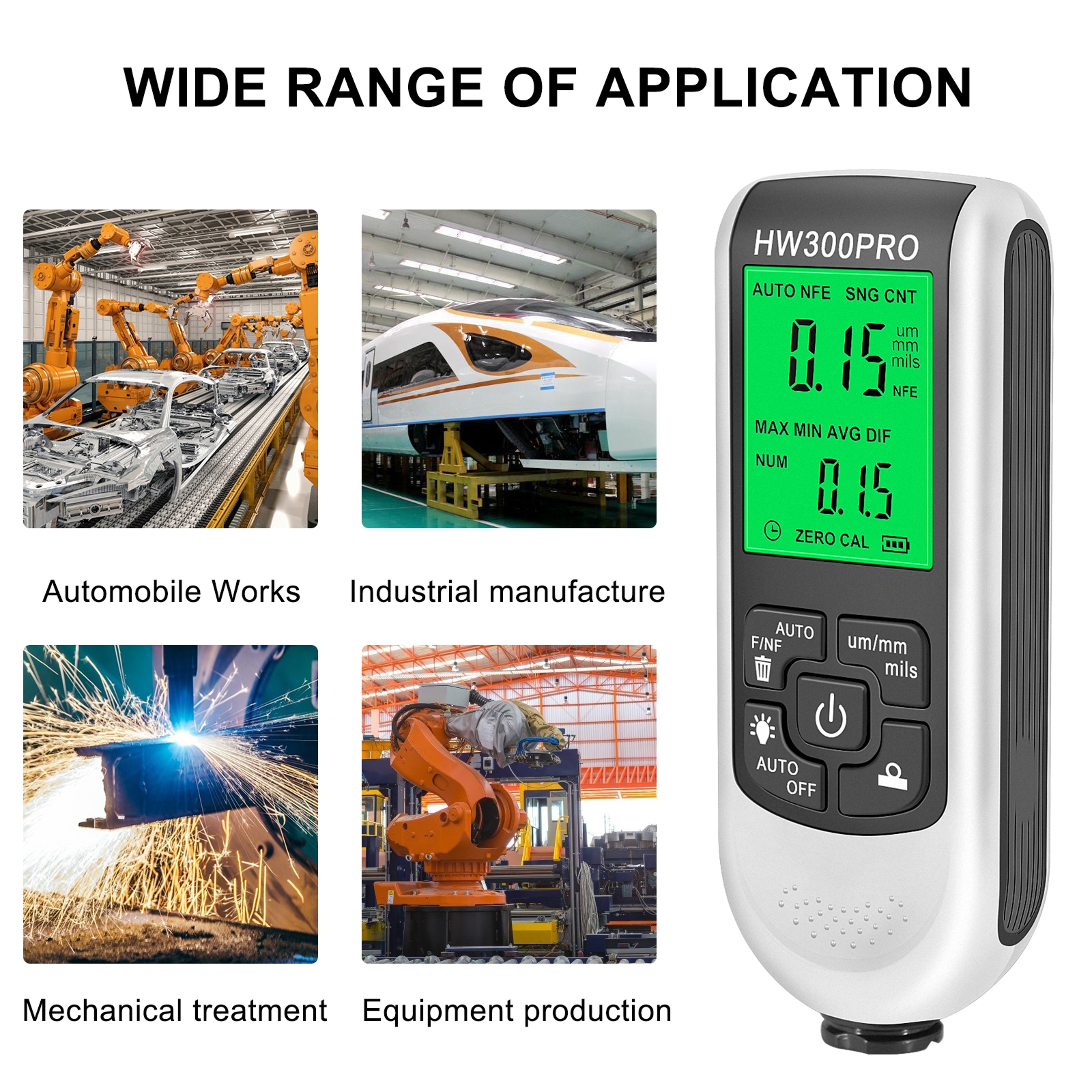Car Paint Thickness Gauge Fe NFe Digital Coating Thickness Gauge 0 To 2000 Microns 5