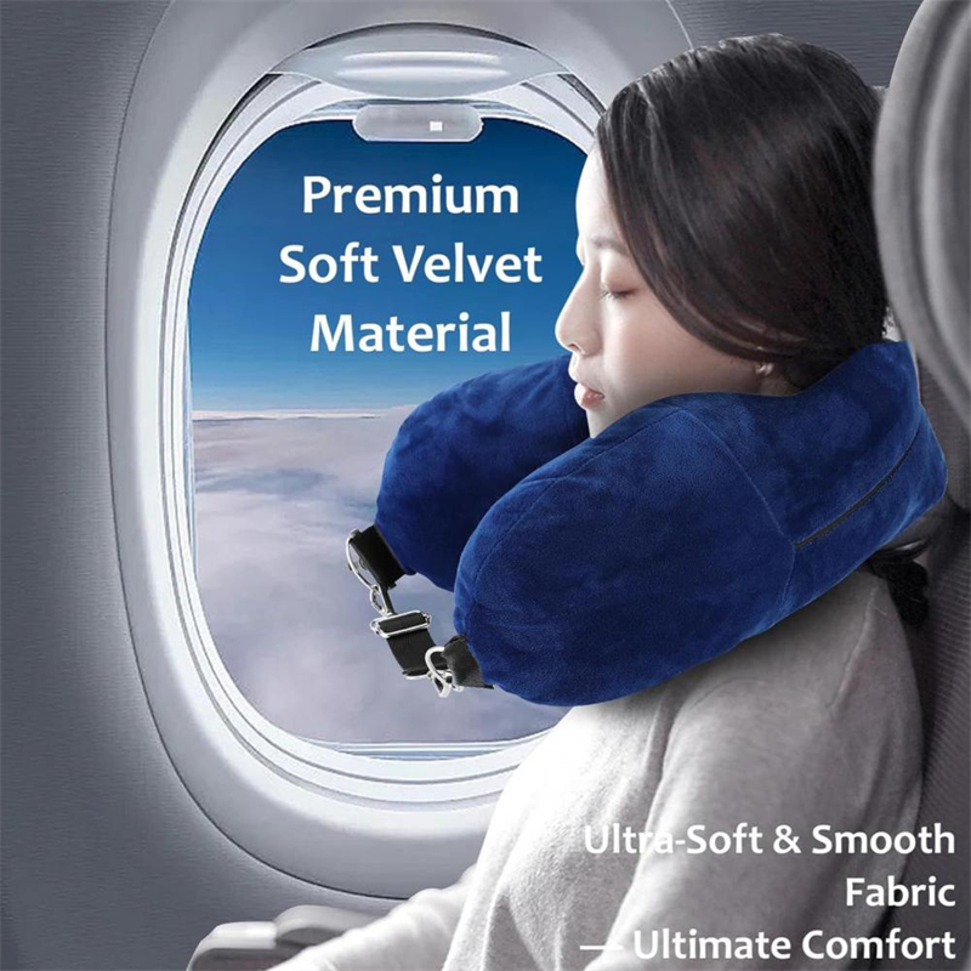 SpaceSaving Stuffable Travel Neck Pillow With Adjustable Strap And Soft Flannel Cover 1