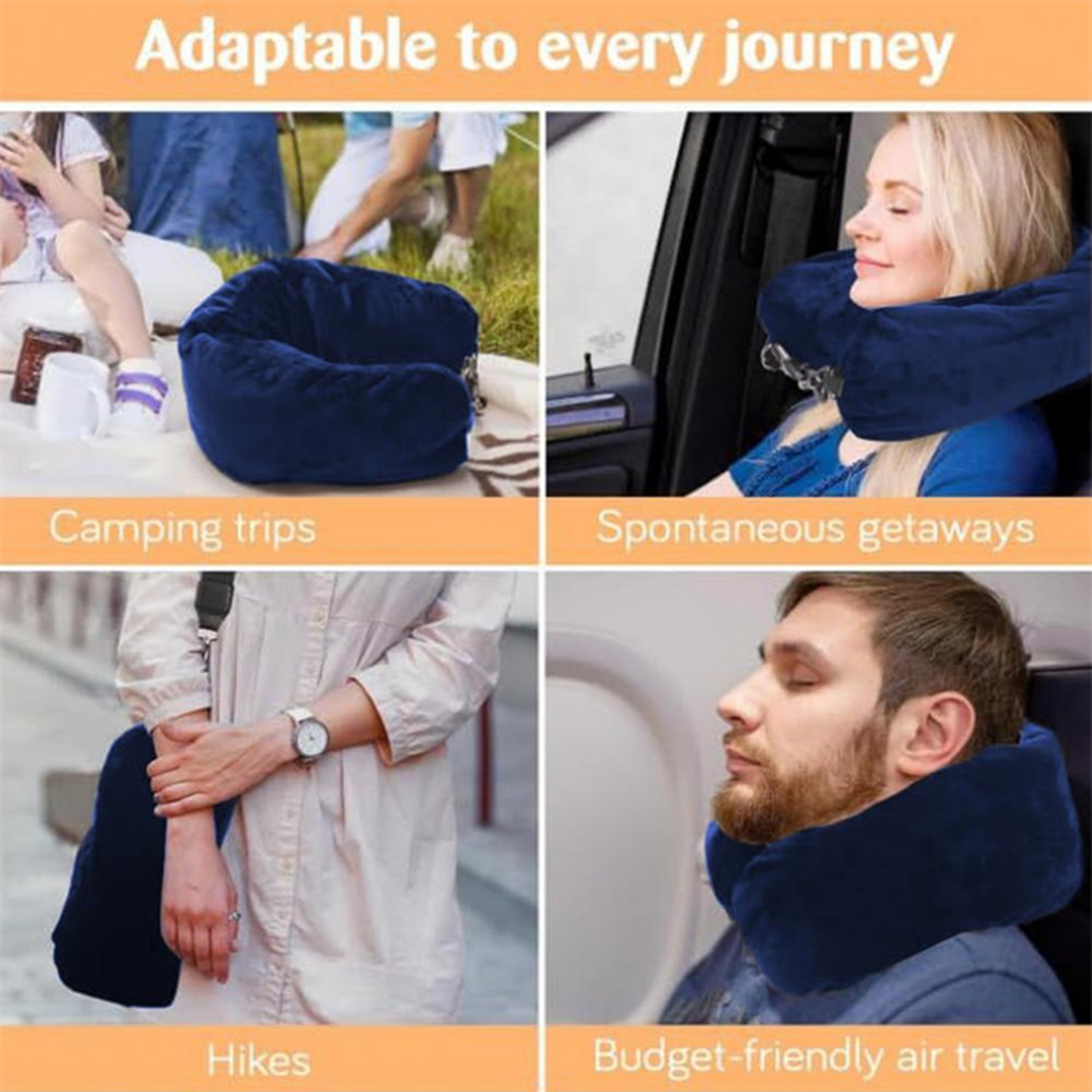 SpaceSaving Stuffable Travel Neck Pillow With Adjustable Strap And Soft Flannel Cover 4
