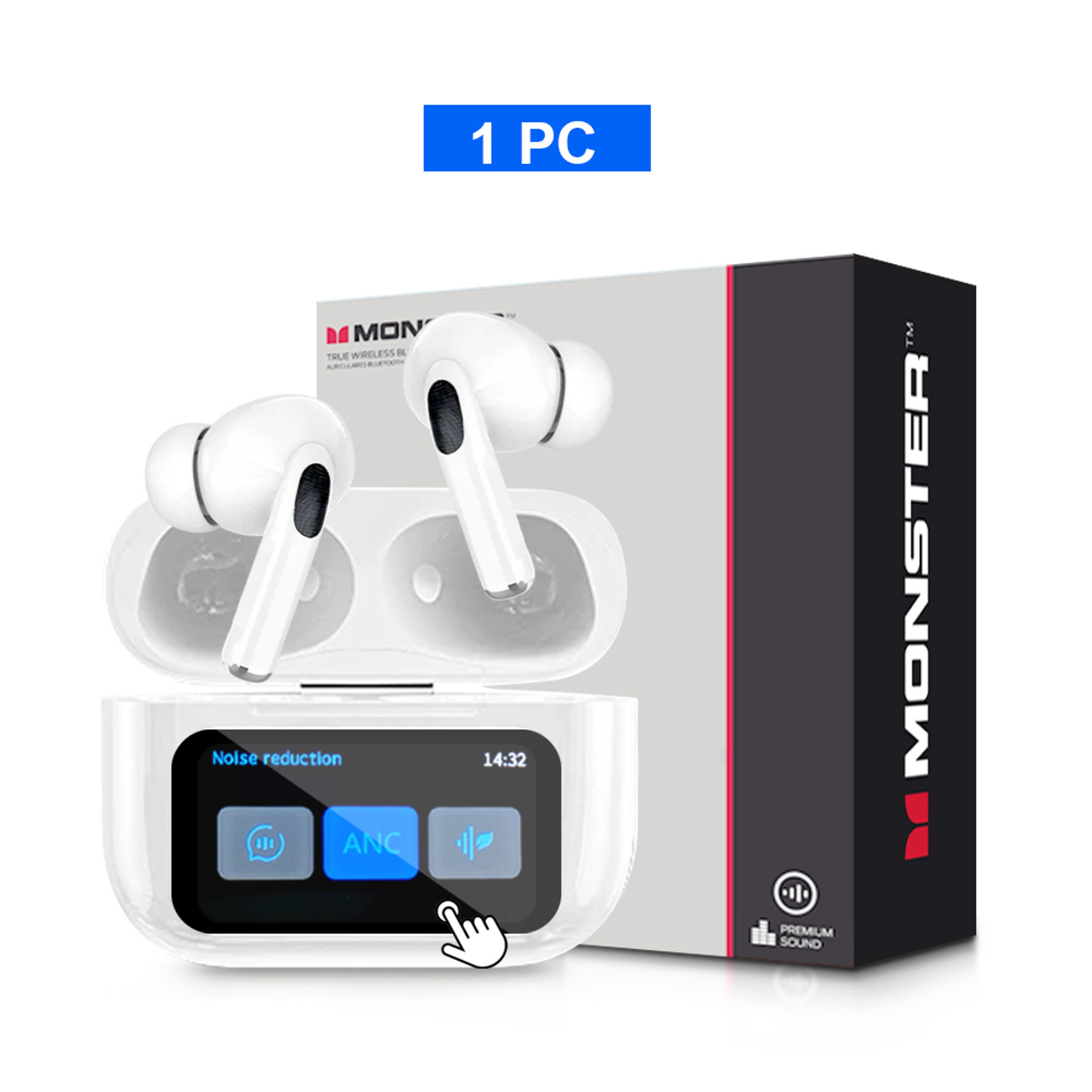 Monster Touch Screen Wireless Bluetooth Earbuds With HD Stereo Sound And Smart Charging Case 11