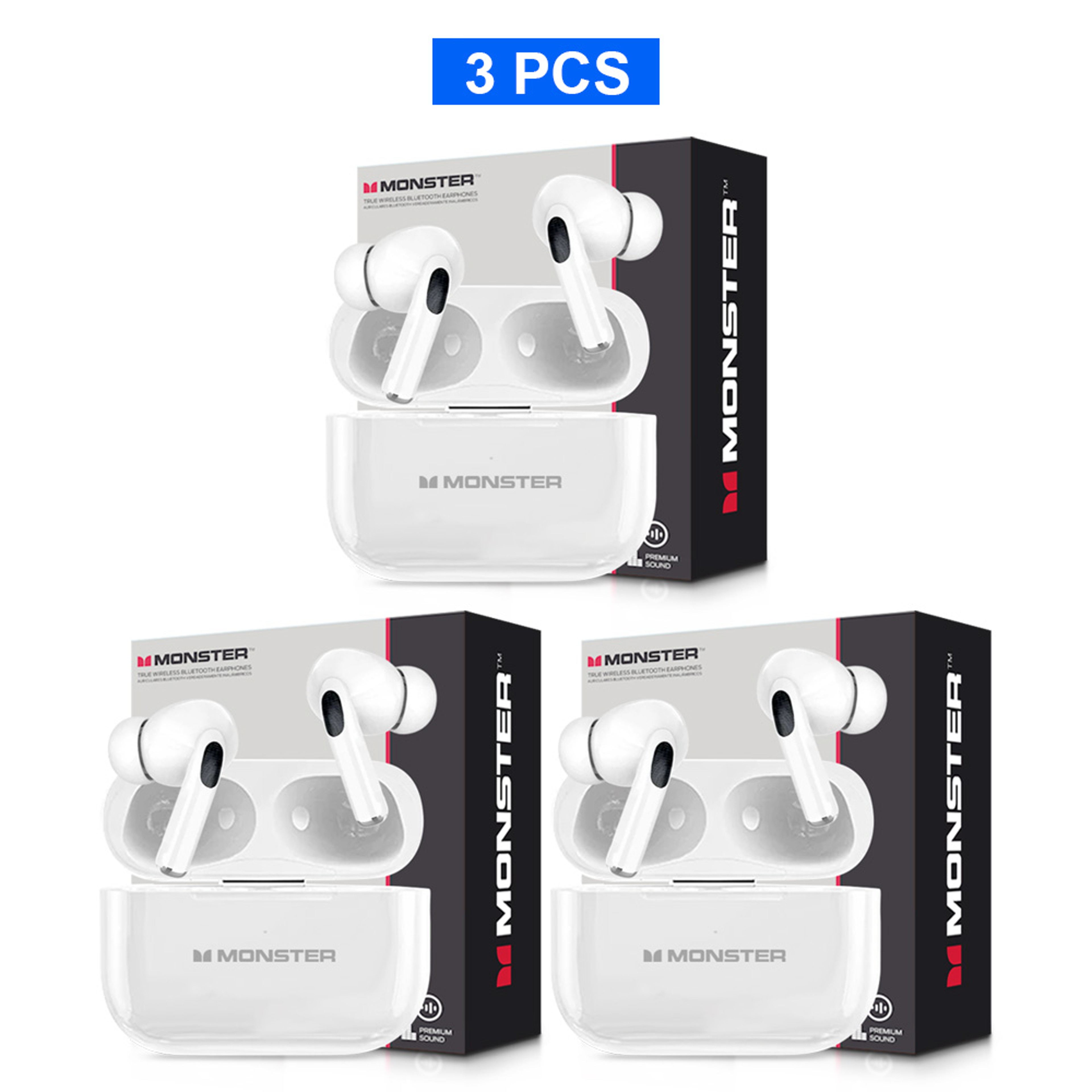 Monster Touch Screen Wireless Bluetooth Earbuds With HD Stereo Sound And Smart Charging Case 14