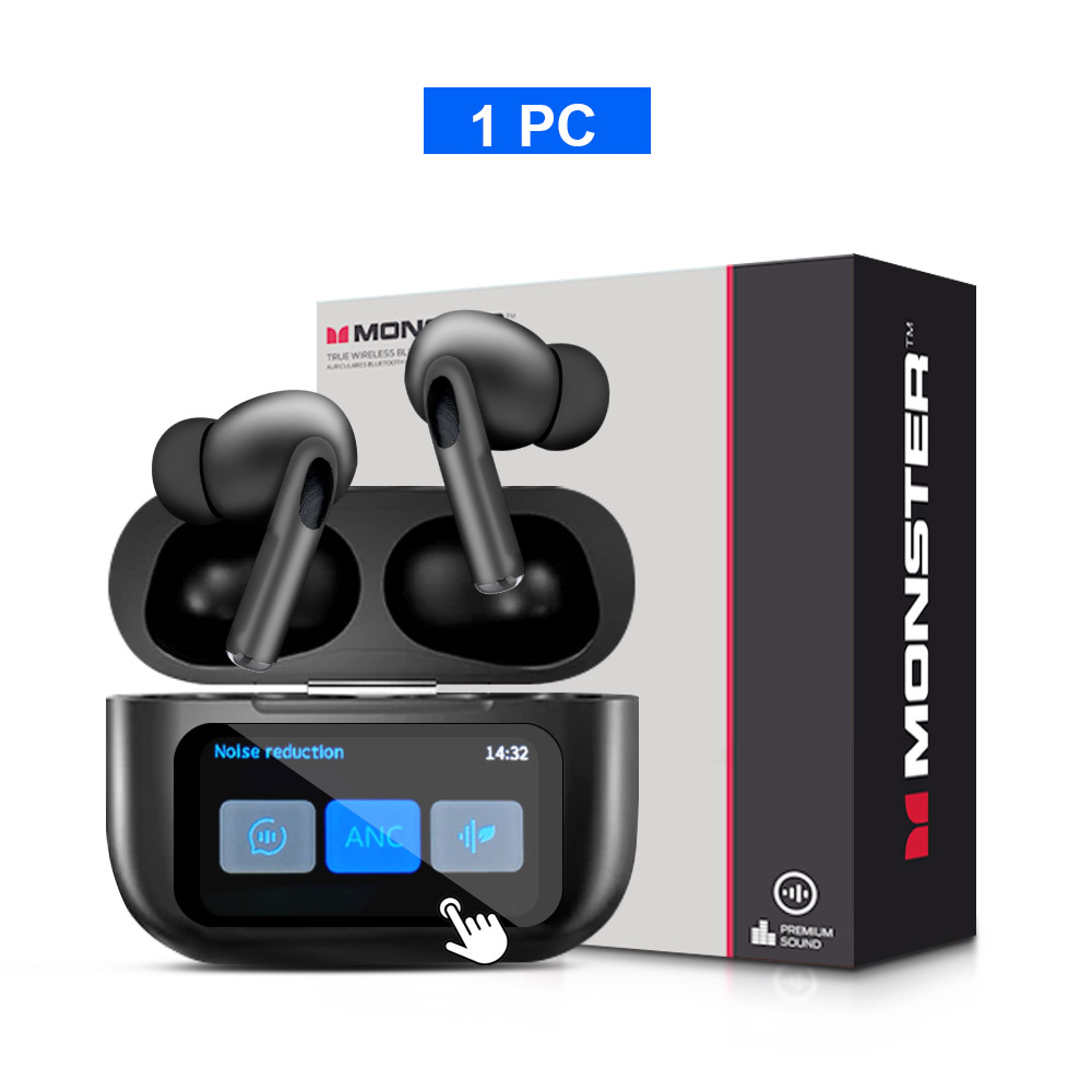 Monster Touch Screen Wireless Bluetooth Earbuds With HD Stereo Sound And Smart Charging Case 19