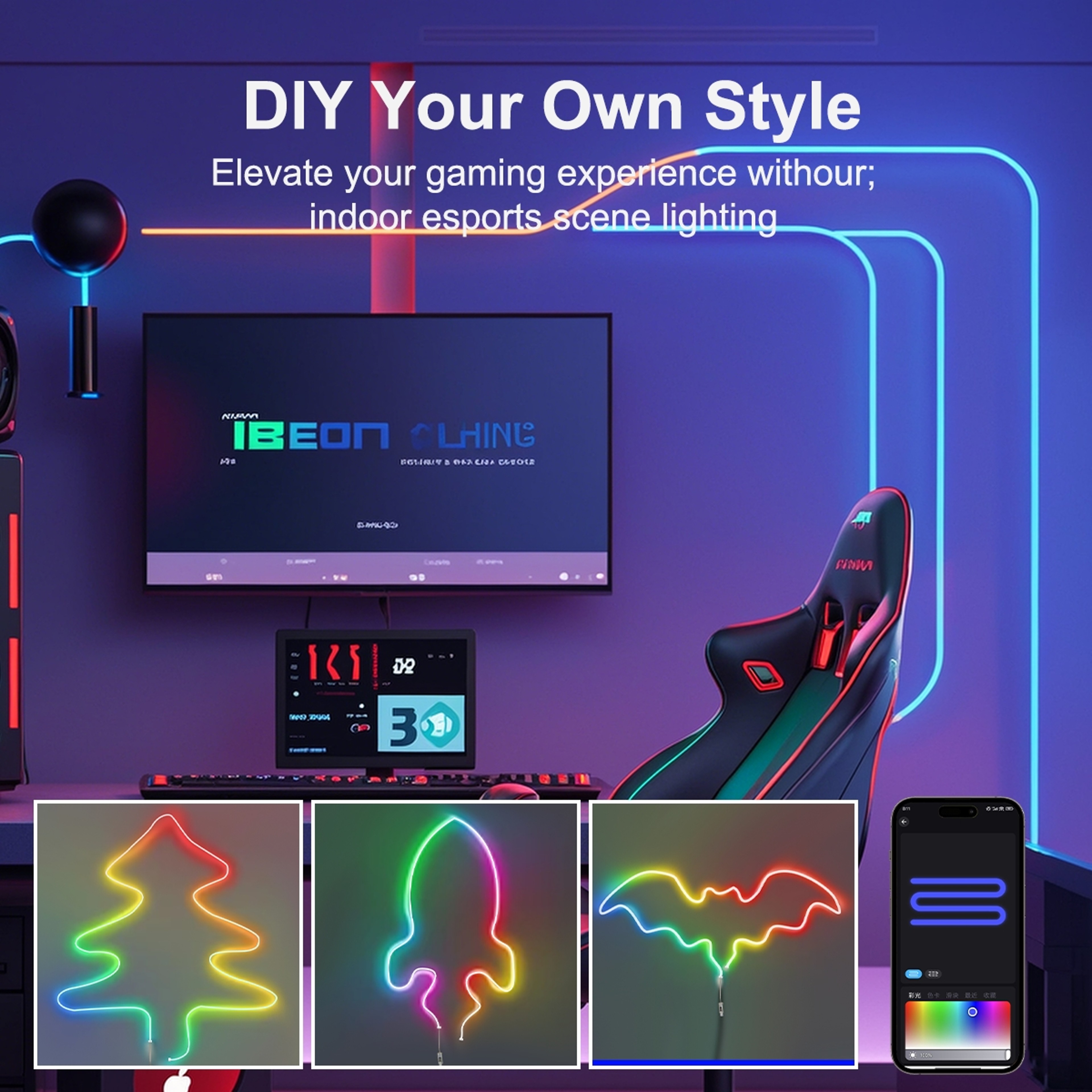 Lumi Flow Smart RGBIC Neon LED Strip Light With Music Sync And Voice Control 4