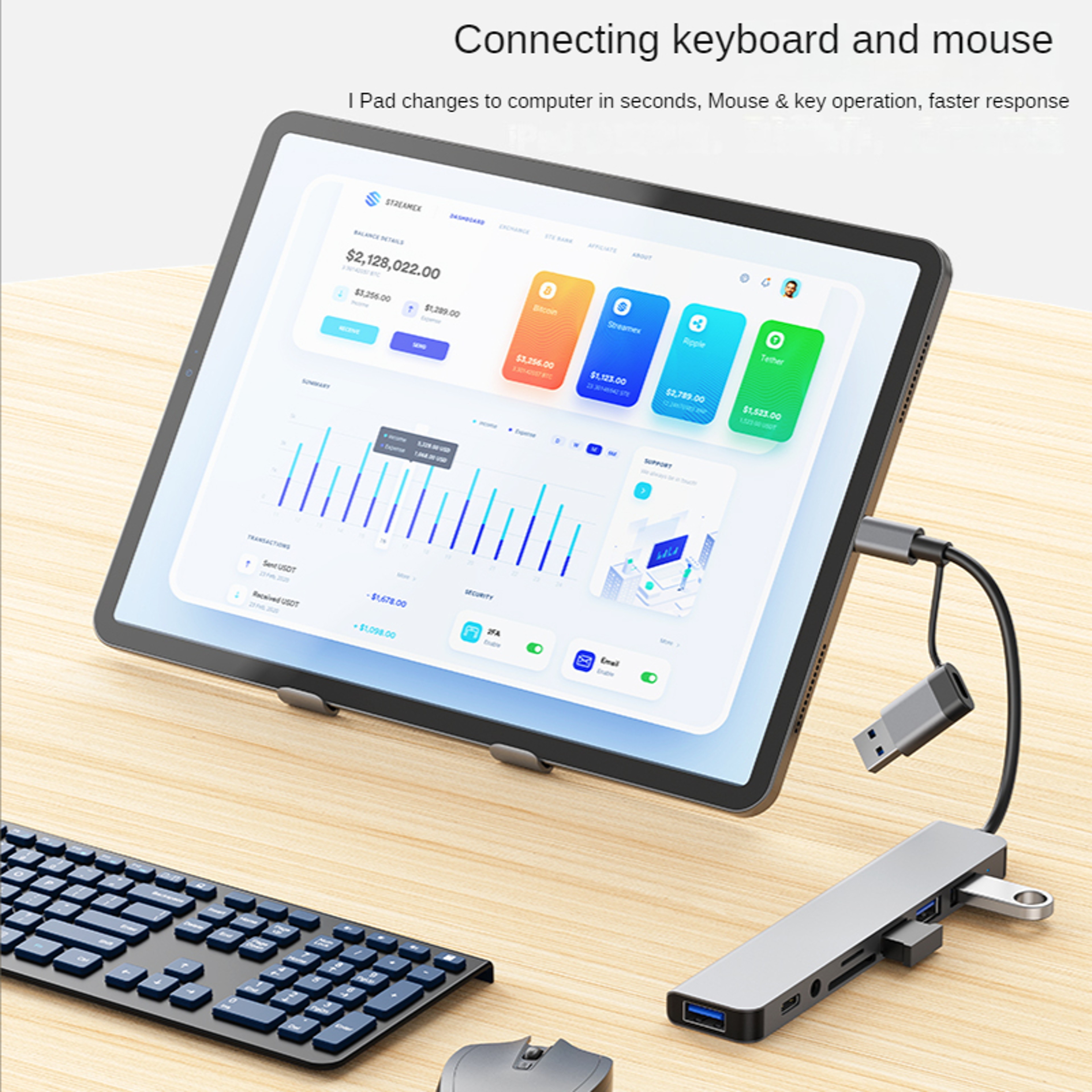 USB C Hub Multiport Adapter With USB 30 SD TF Card Reader And Audio Port 3