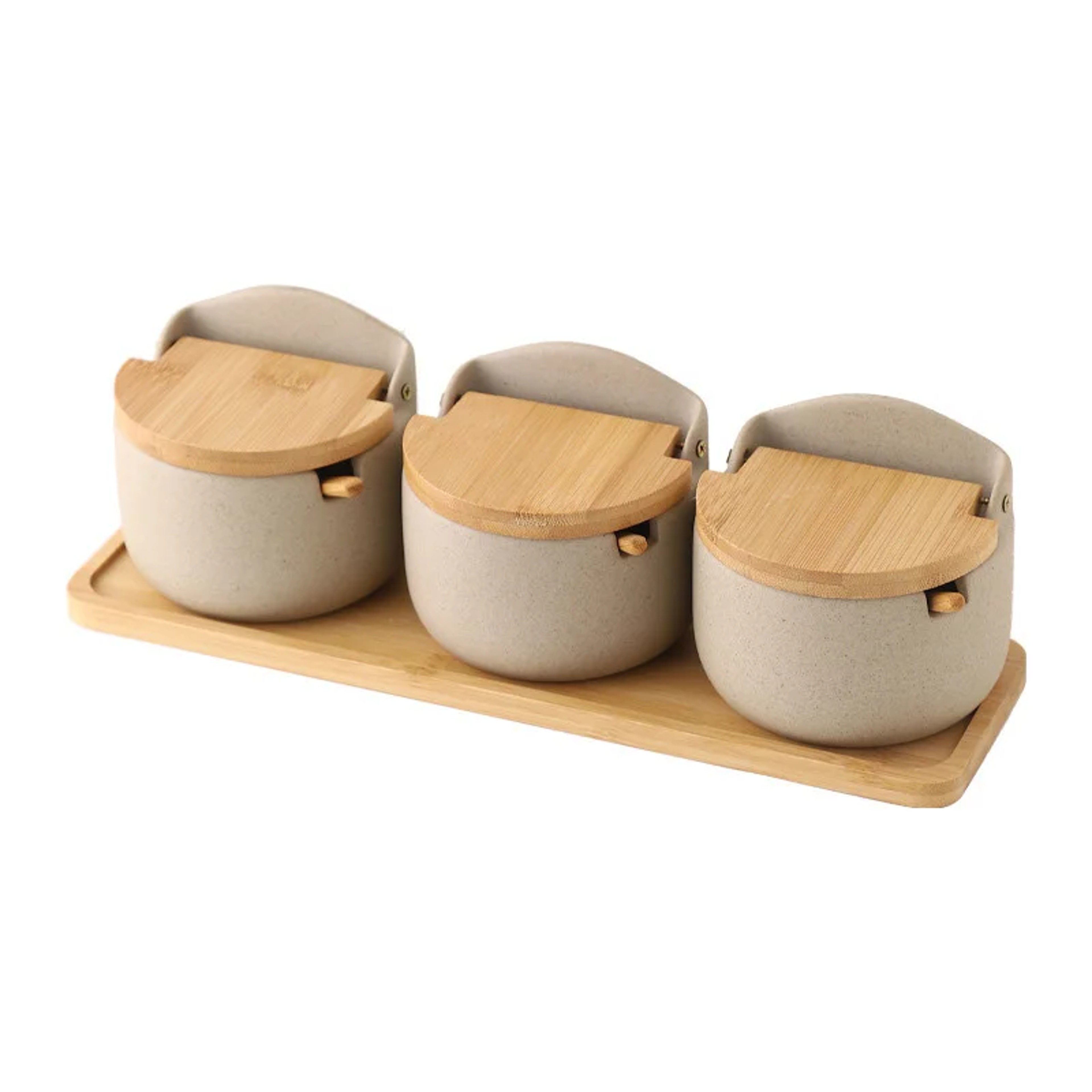 Ceramic Seasoning Jar with Bamboo Lid and Spoon for Salt Sugar and Spices – view 7