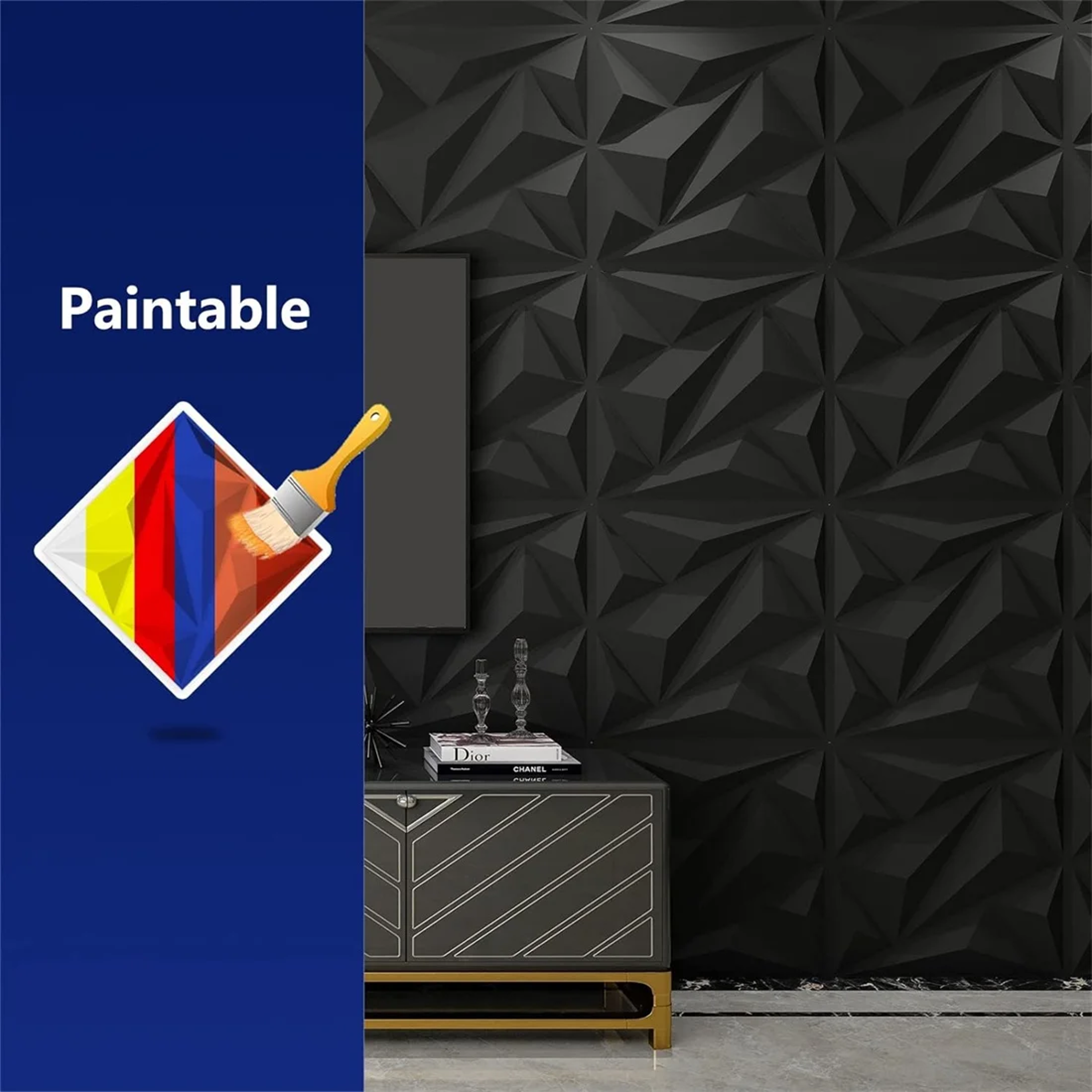 Diamond 3D Wall Panels Waterproof PVC Textured Wall Decor 10 Piece Set 4