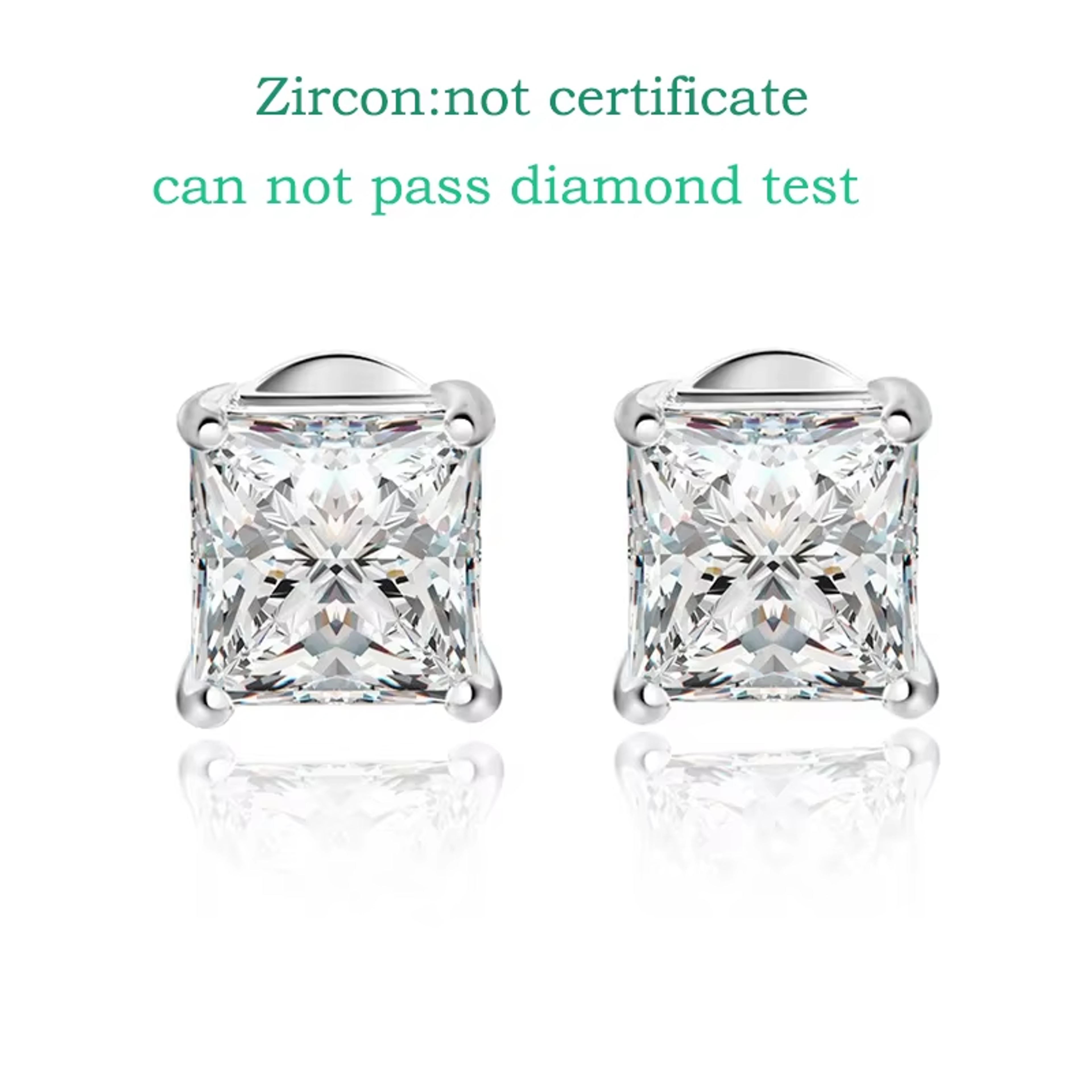 Princess Cut Moissanite Stud Earrings In 925 Sterling Silver For Women And Men 6