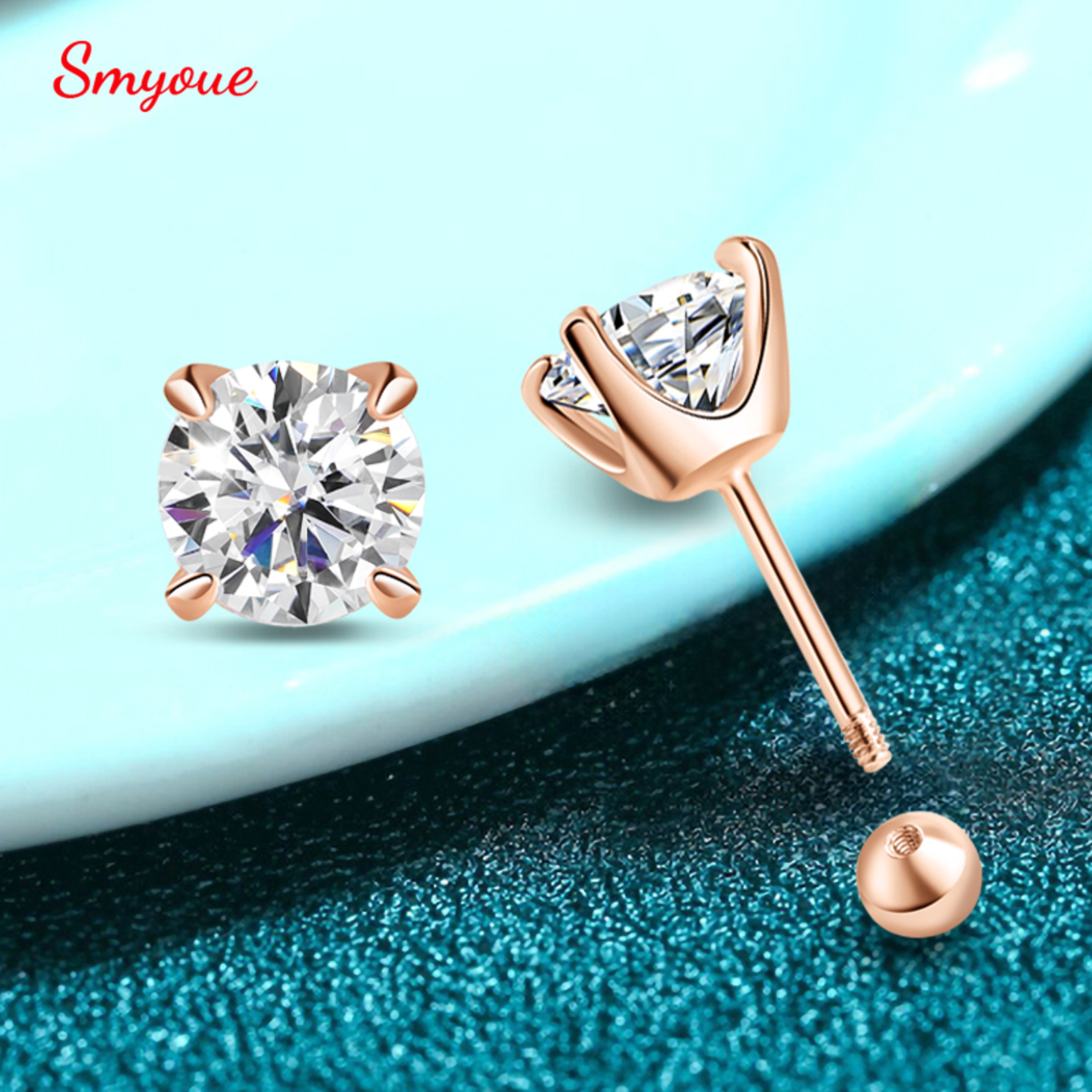 D Color VVS1 Moissanite Stud Earrings In 925 Sterling Silver 05CT 1CT 2CT 1