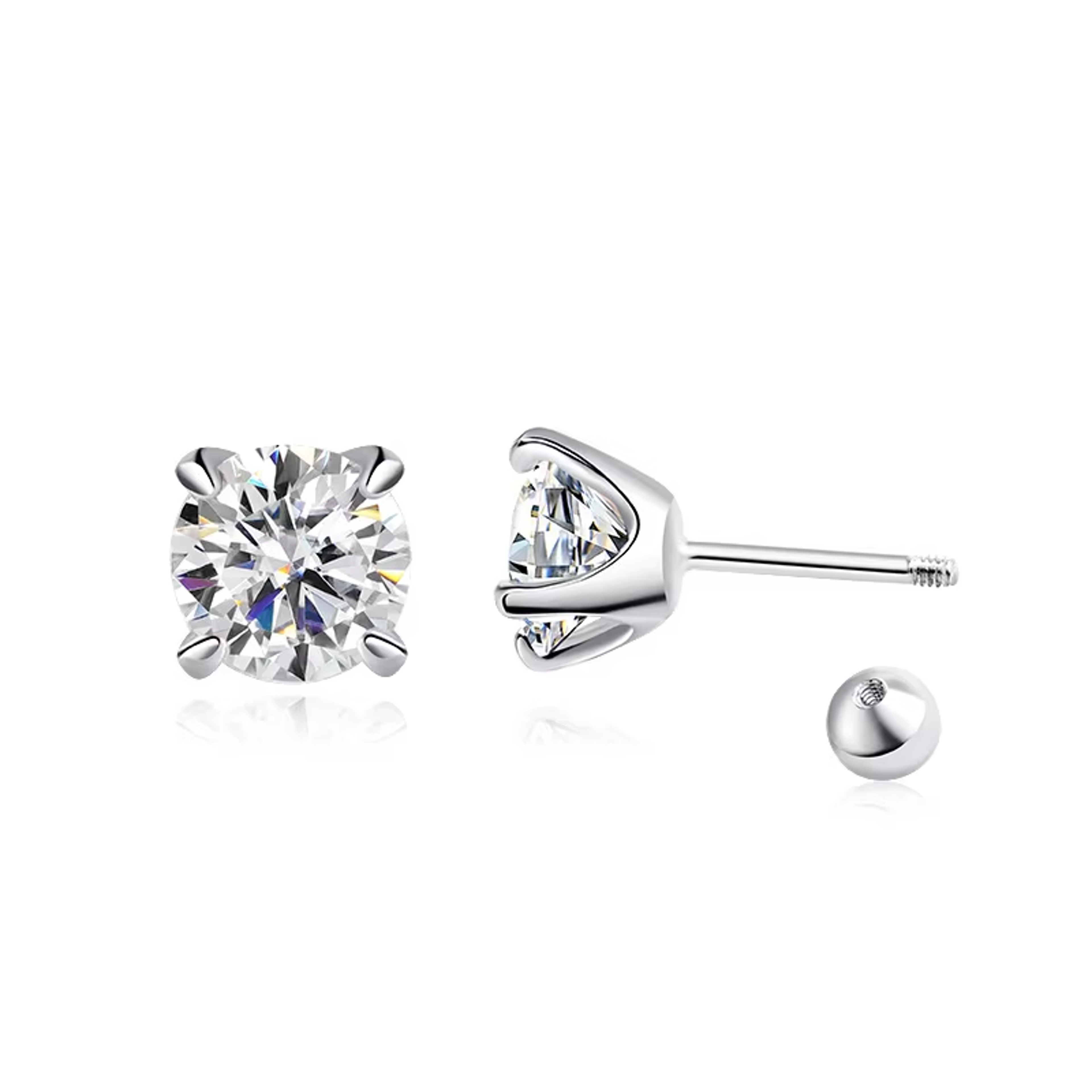 D Color VVS1 Moissanite Stud Earrings In 925 Sterling Silver 05CT 1CT 2CT 6