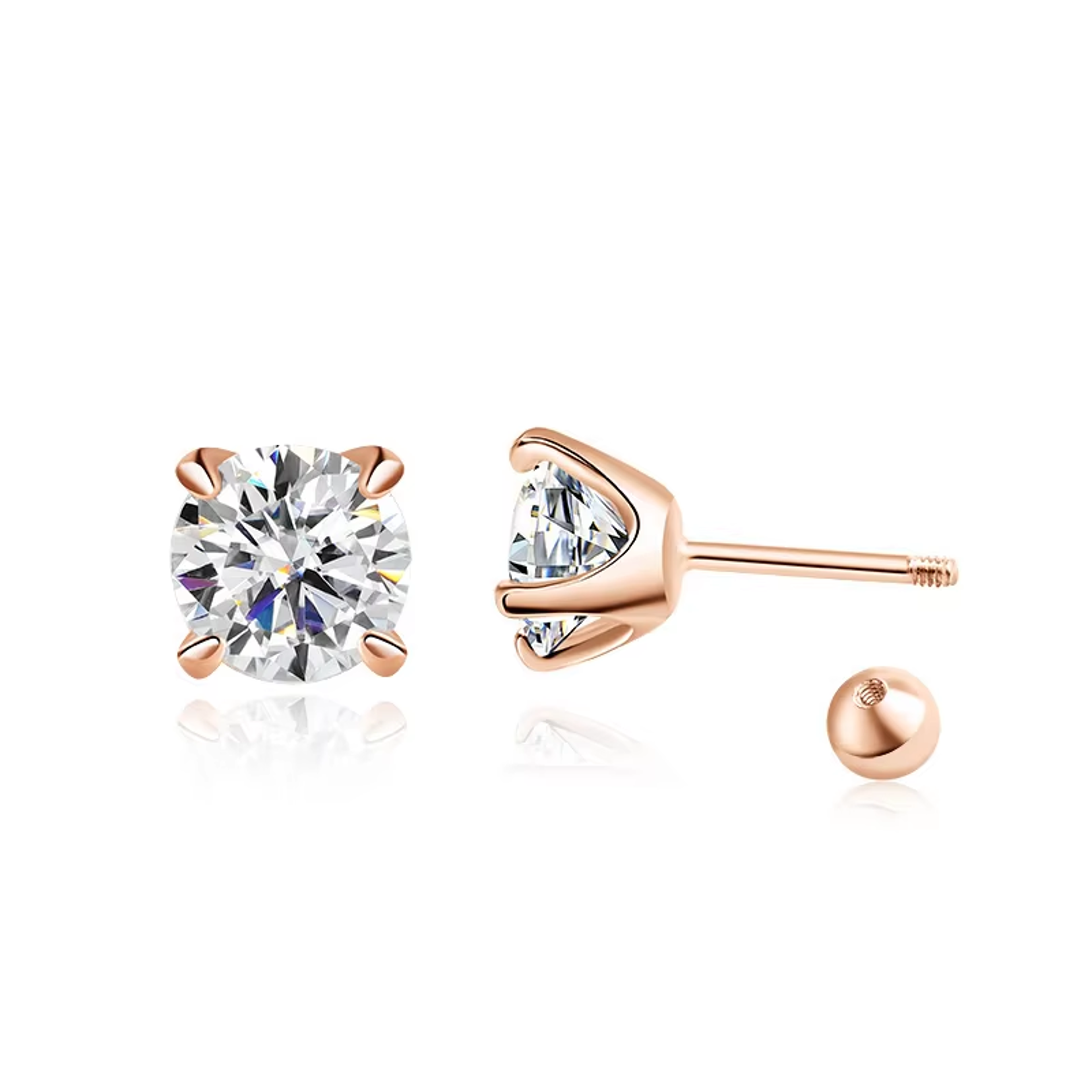 D Color VVS1 Moissanite Stud Earrings In 925 Sterling Silver 05CT 1CT 2CT 7