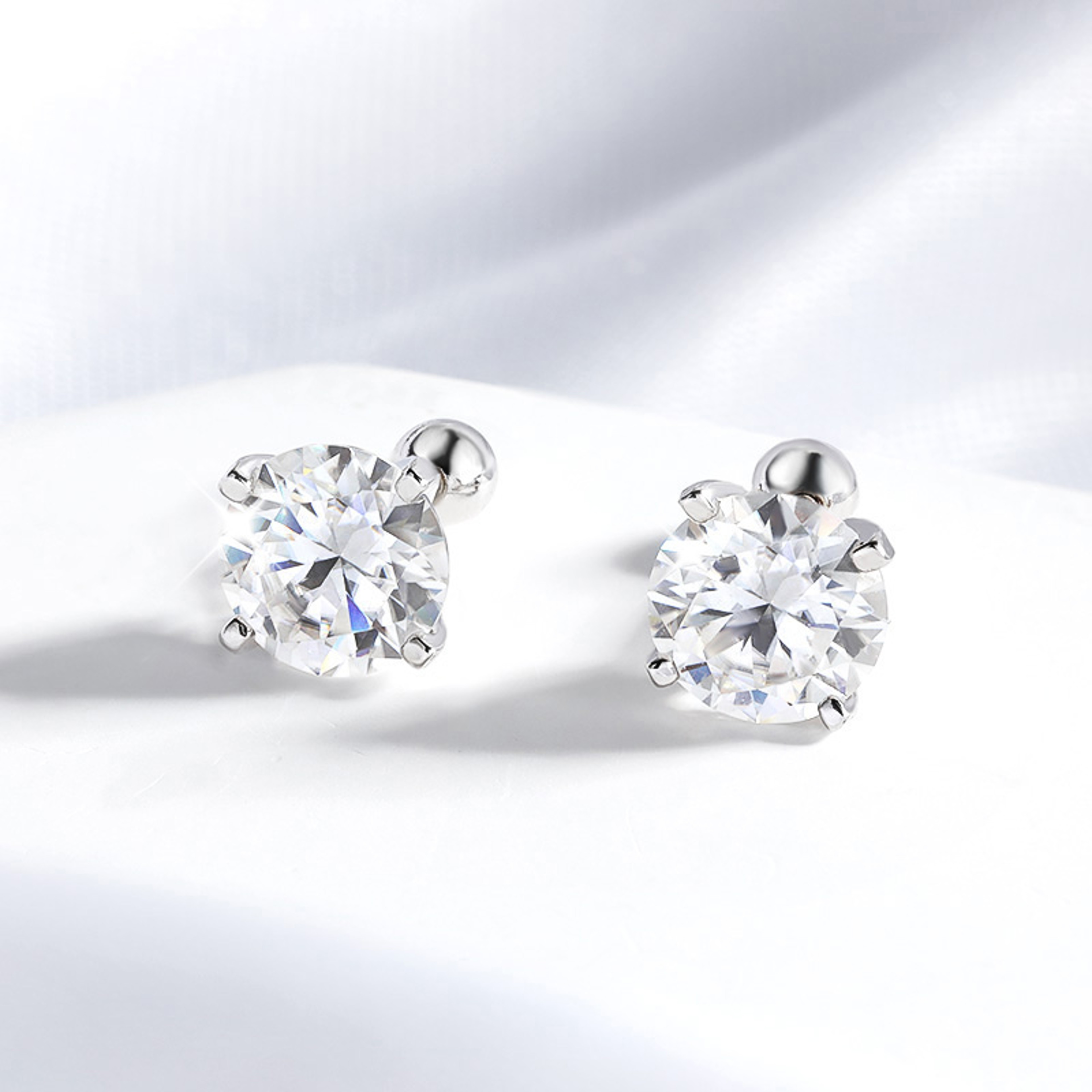 Radiant Moissanite Stud Earrings 925 Sterling Silver Screw Back 0