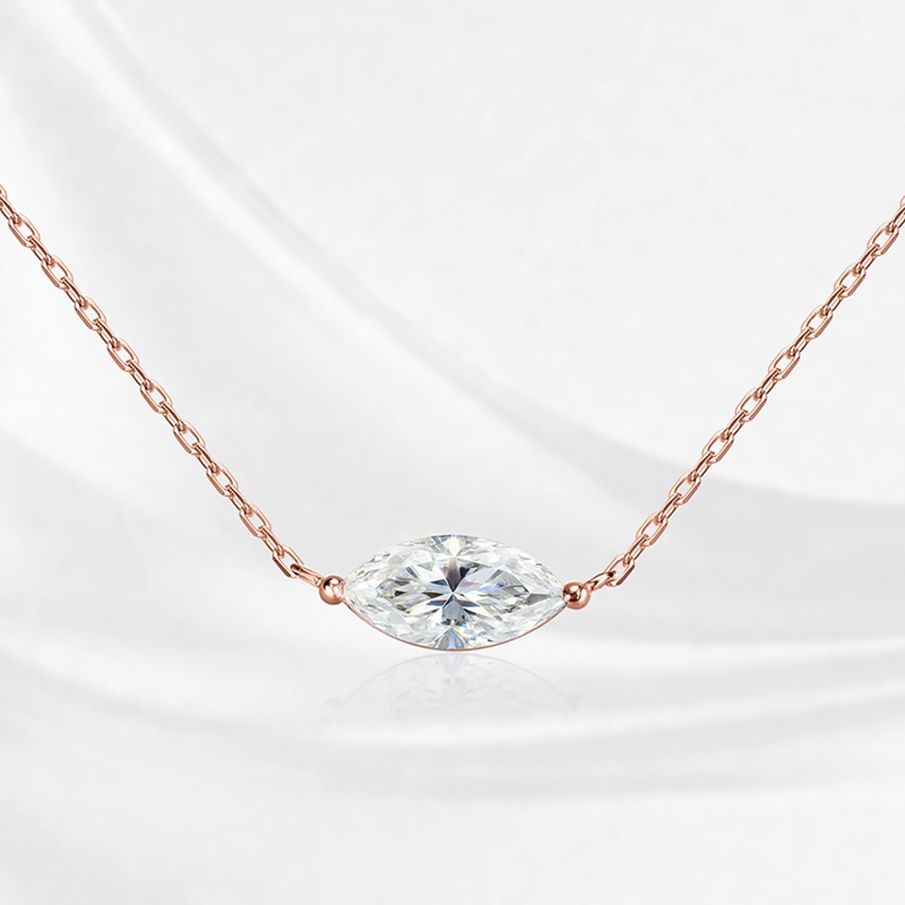 Marquise Cut Moissanite Necklace 925 Sterling Silver Gemstone Pendant For Women 8