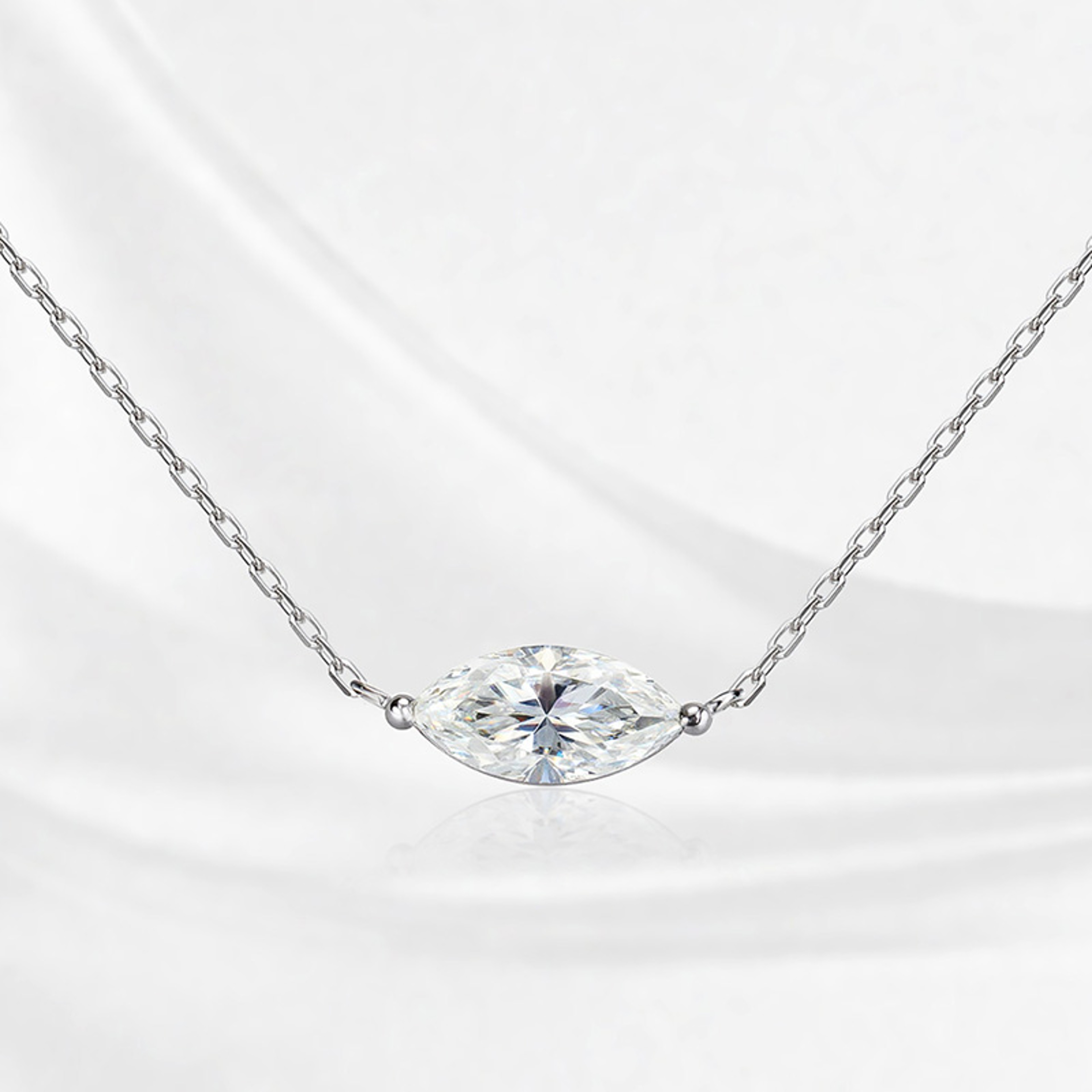 Marquise Cut Moissanite Necklace 925 Sterling Silver Gemstone Pendant For Women 7