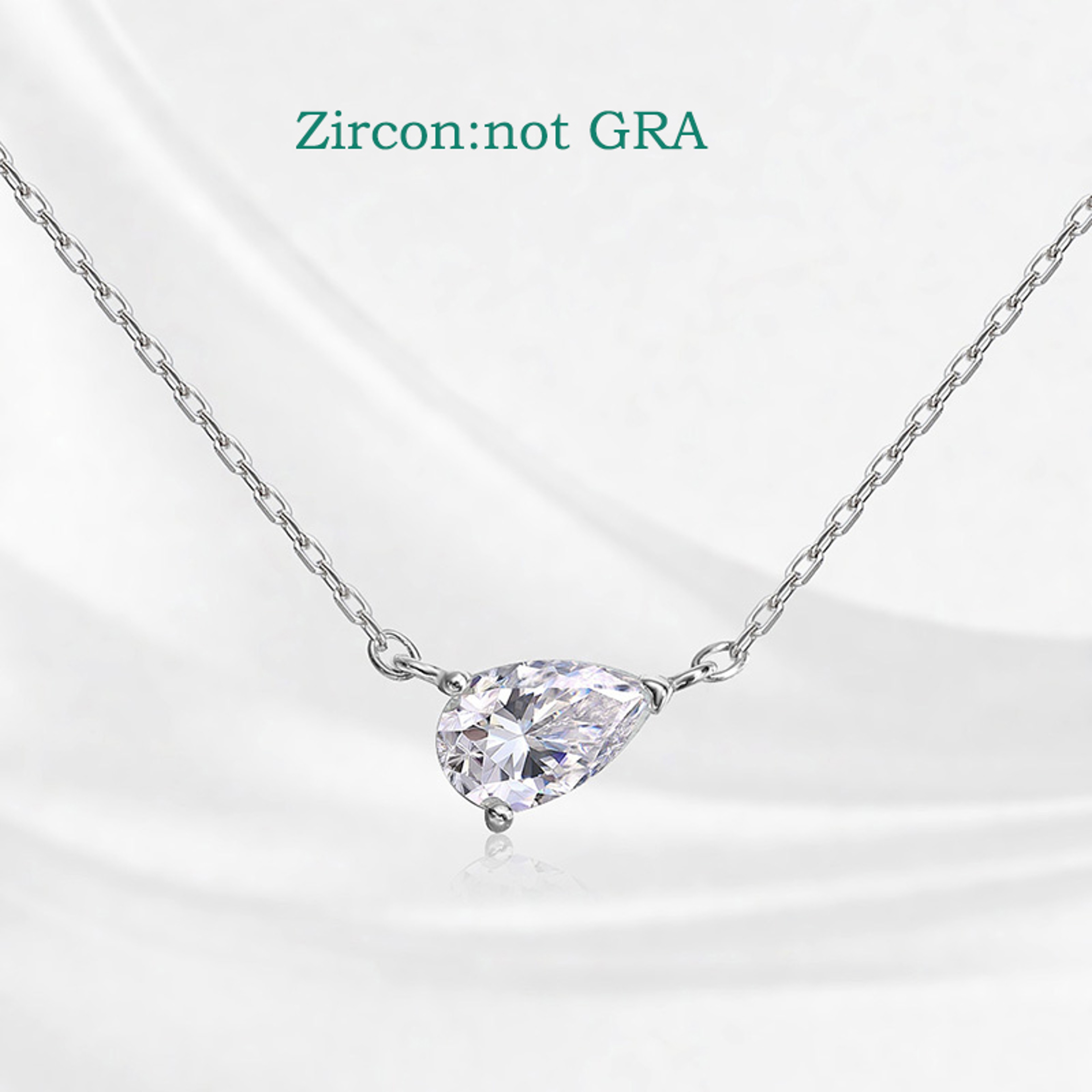 Pear Cut Moissanite Necklace 925 Sterling Silver 18K White Gold Plated Pendant 7