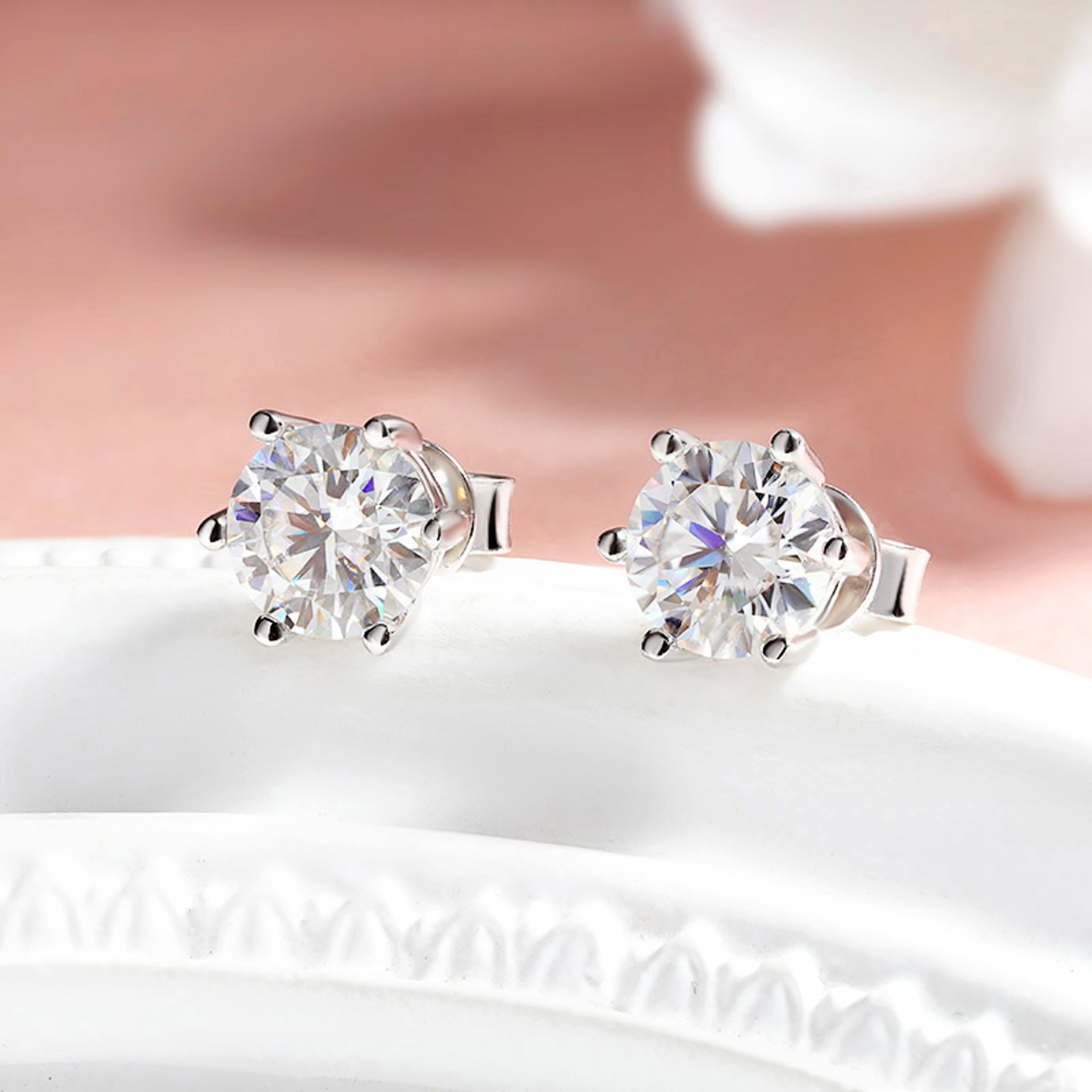 Classic Certified Moissanite Stud Earrings In 925 Sterling Silver 01 To 3CT 2