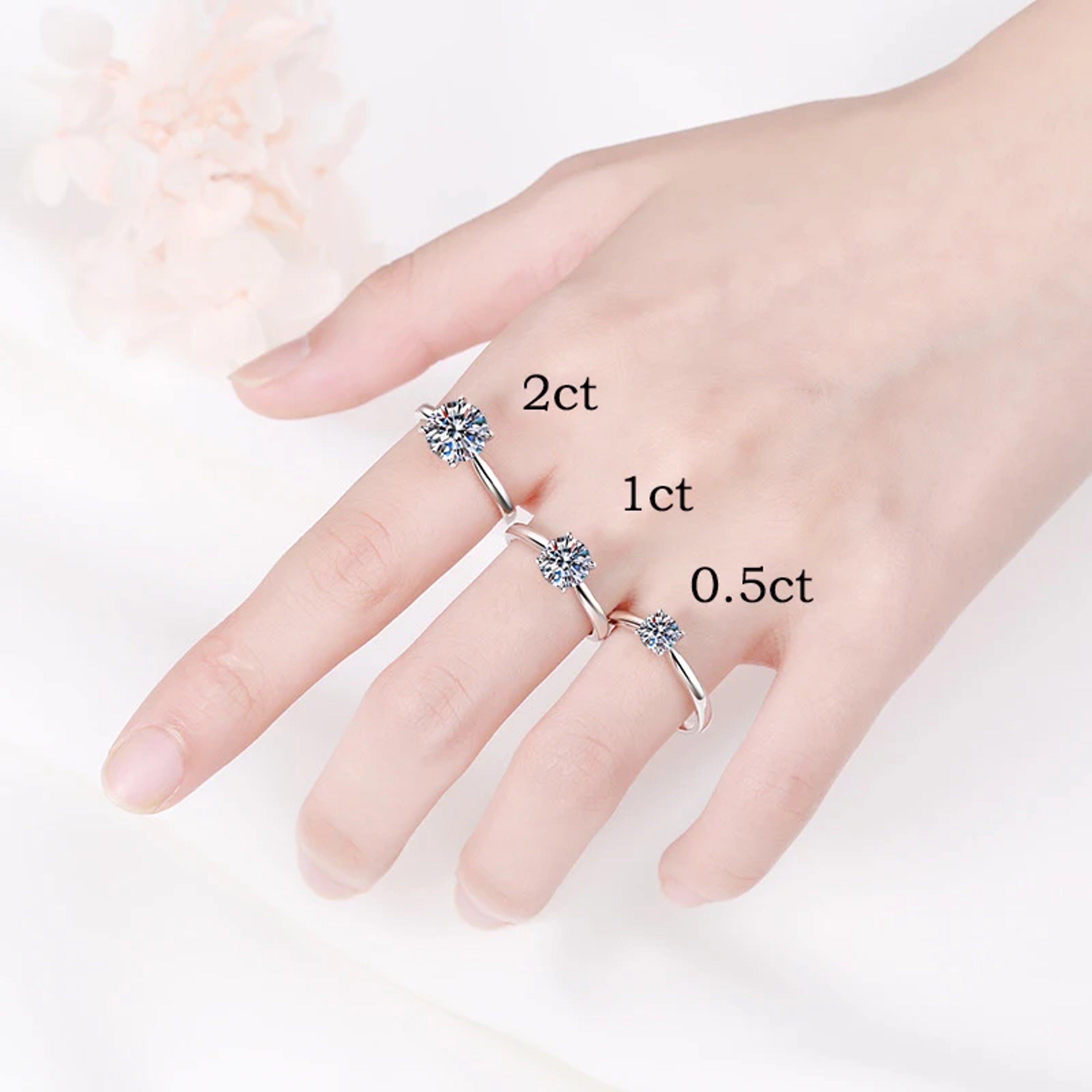 Radiant Moissanite Engagement Ring In 925 Sterling Silver 4