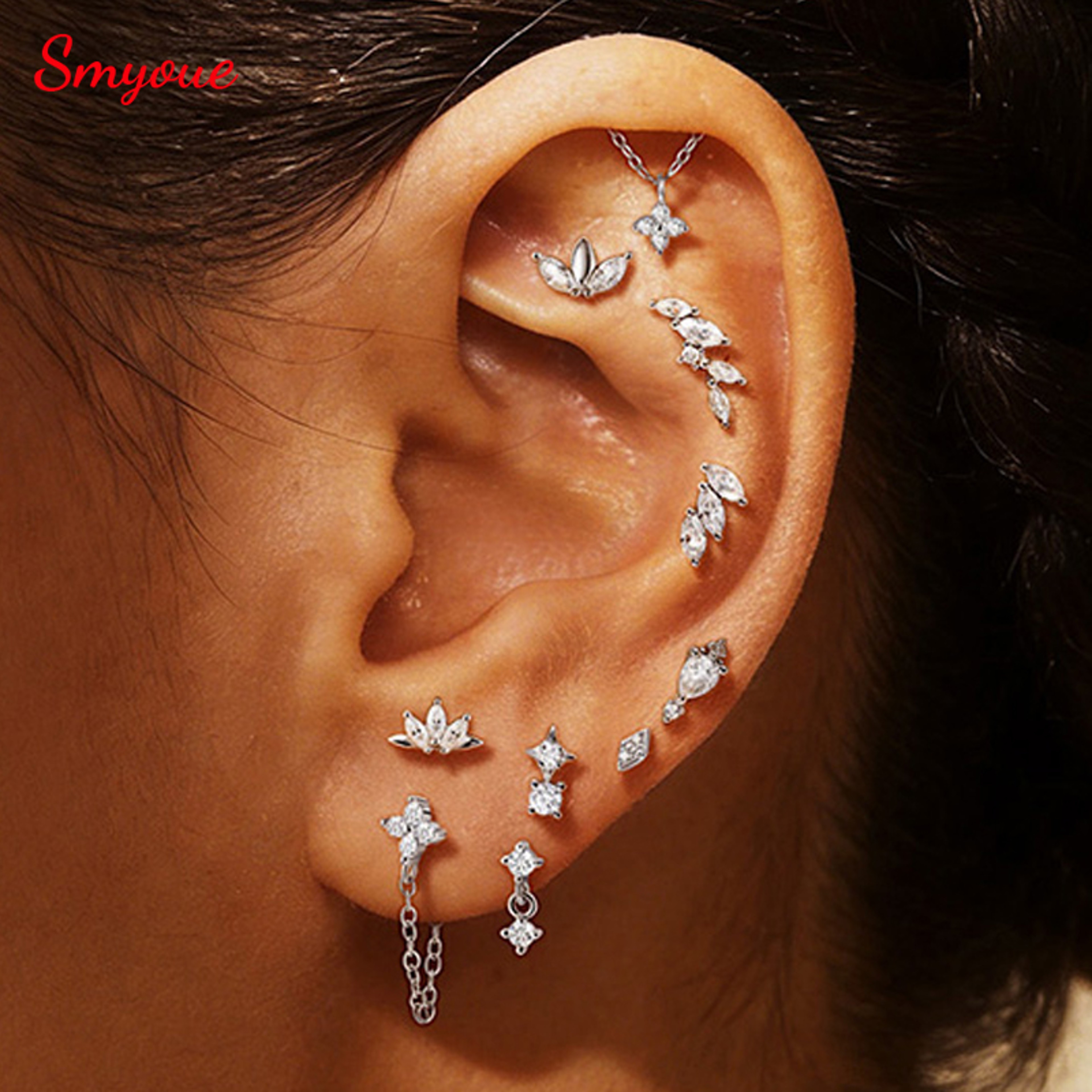 D Color VVS1 Moissanite Flat Back Stud Earring In S925 Sterling Silver 1