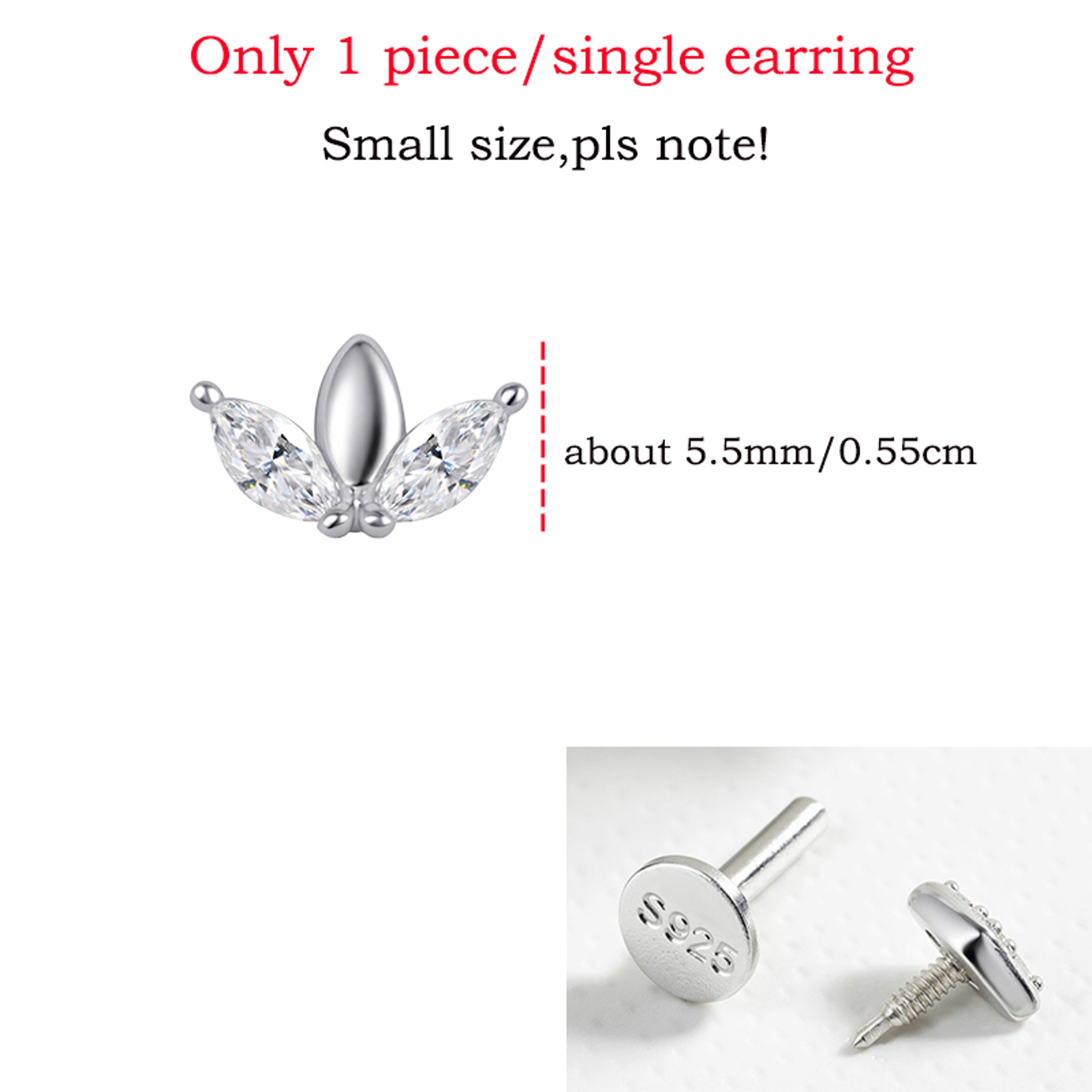 D Color VVS1 Moissanite Flat Back Stud Earring In S925 Sterling Silver 13
